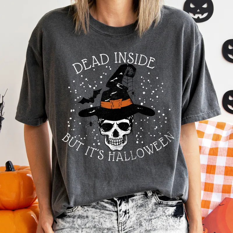 Dead Inside Skull Retro Halloween Comfort Colors Tshirt sold by Refinery Number One