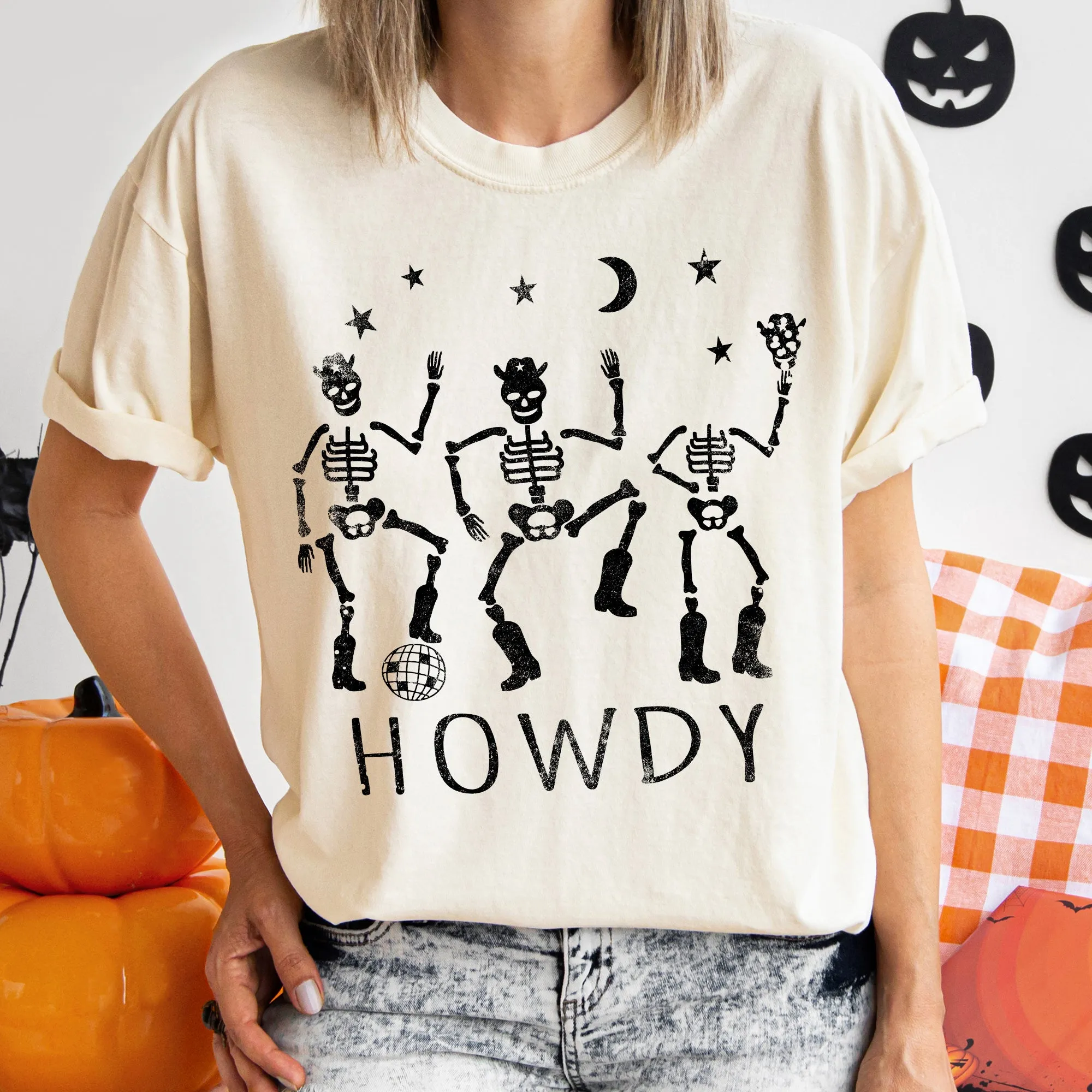 Howdy Skeletons Retro Halloween Comfort Colors Tshirt sold by Refinery Number One product image thumbnail 2