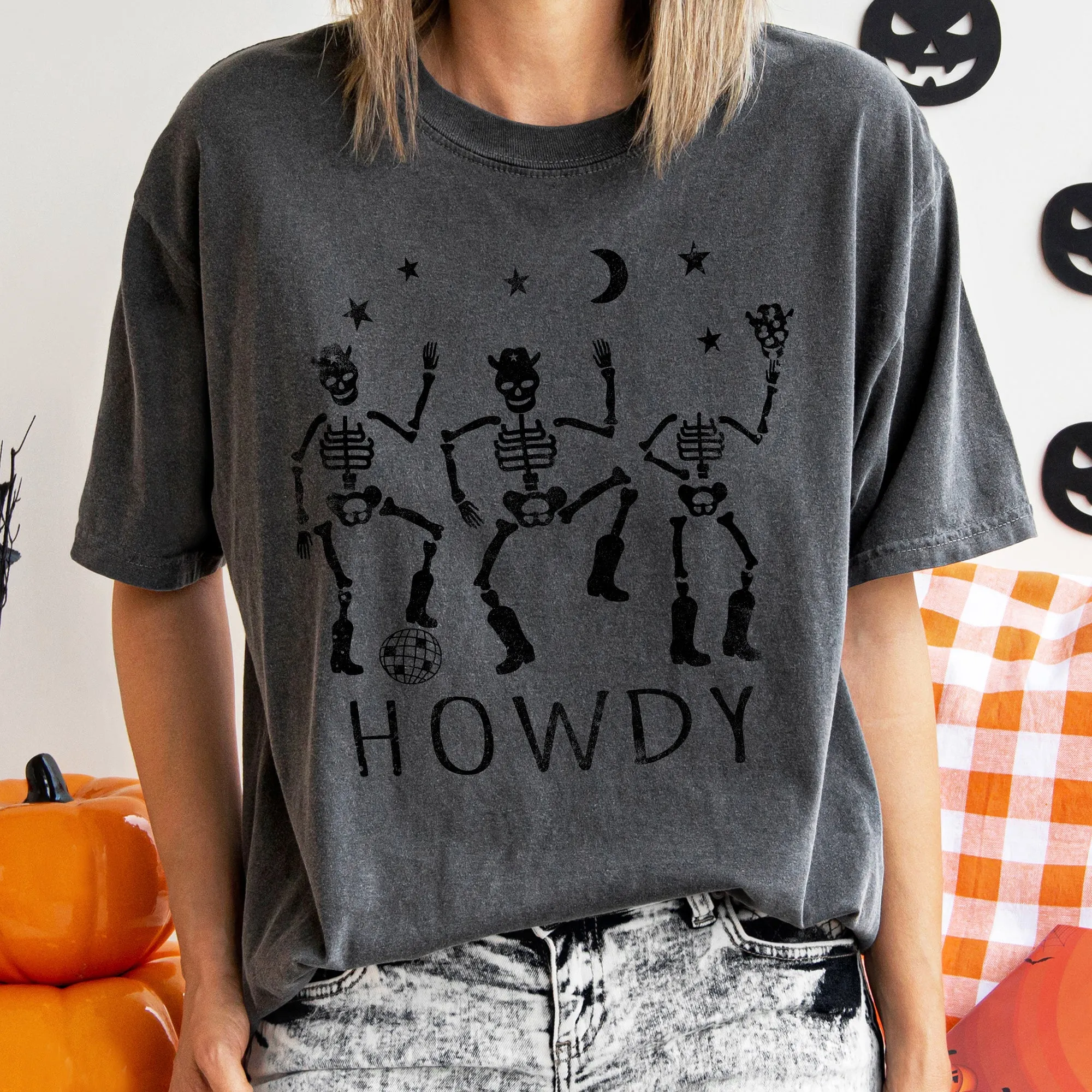 Howdy Skeletons Retro Halloween Comfort Colors Tshirt sold by Refinery Number One product image thumbnail 3