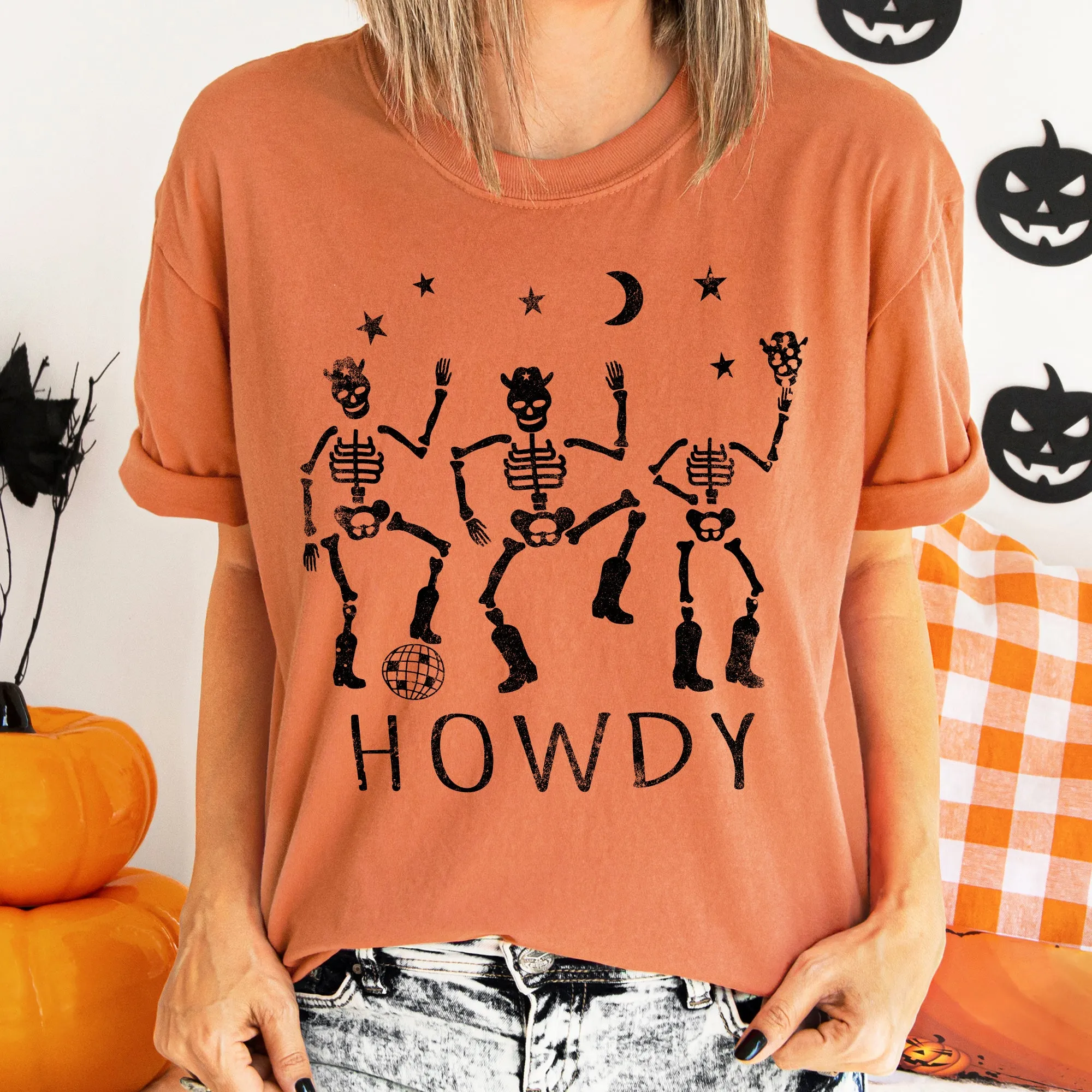 Howdy Skeletons Retro Halloween Comfort Colors Tshirt sold by Refinery Number One