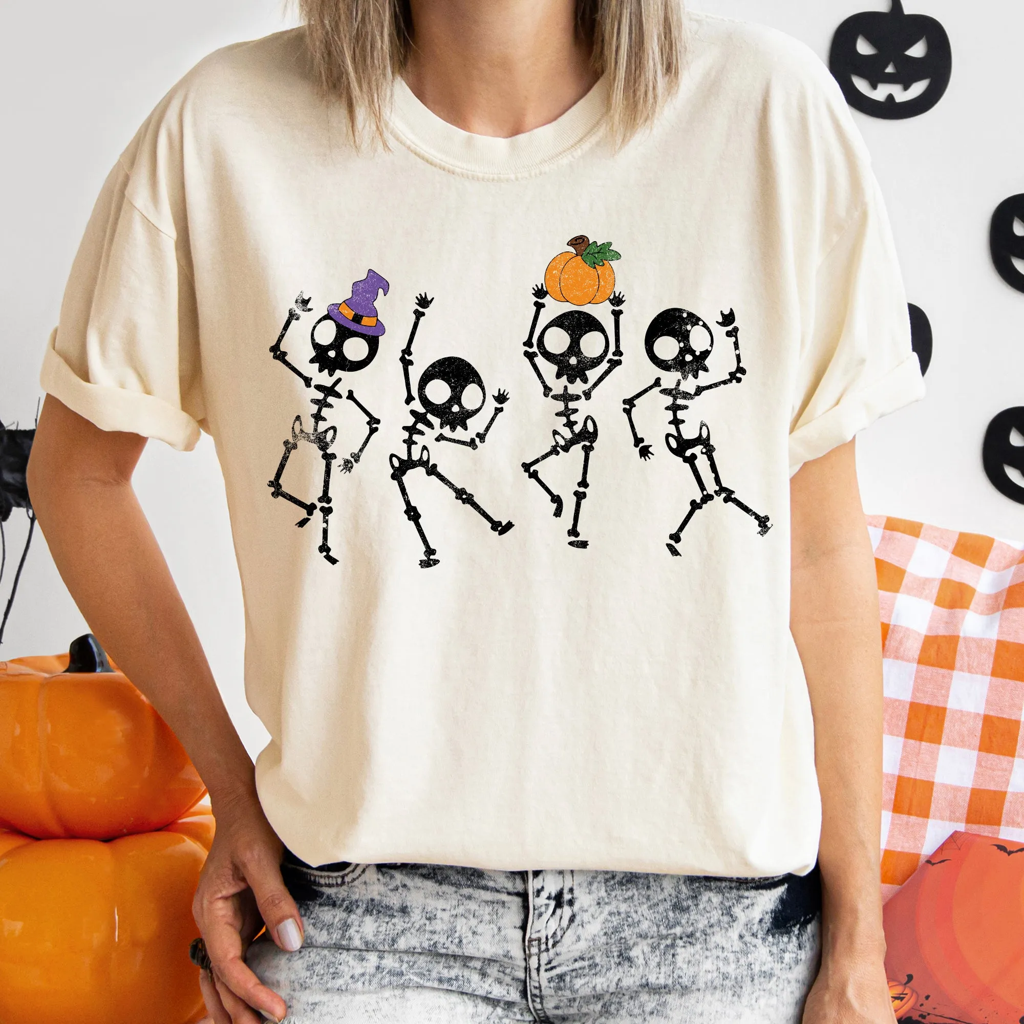 Pumpkin Dancing Skeletons Vintage Halloween Comfort Colors Tshirt sold by Refinery Number One