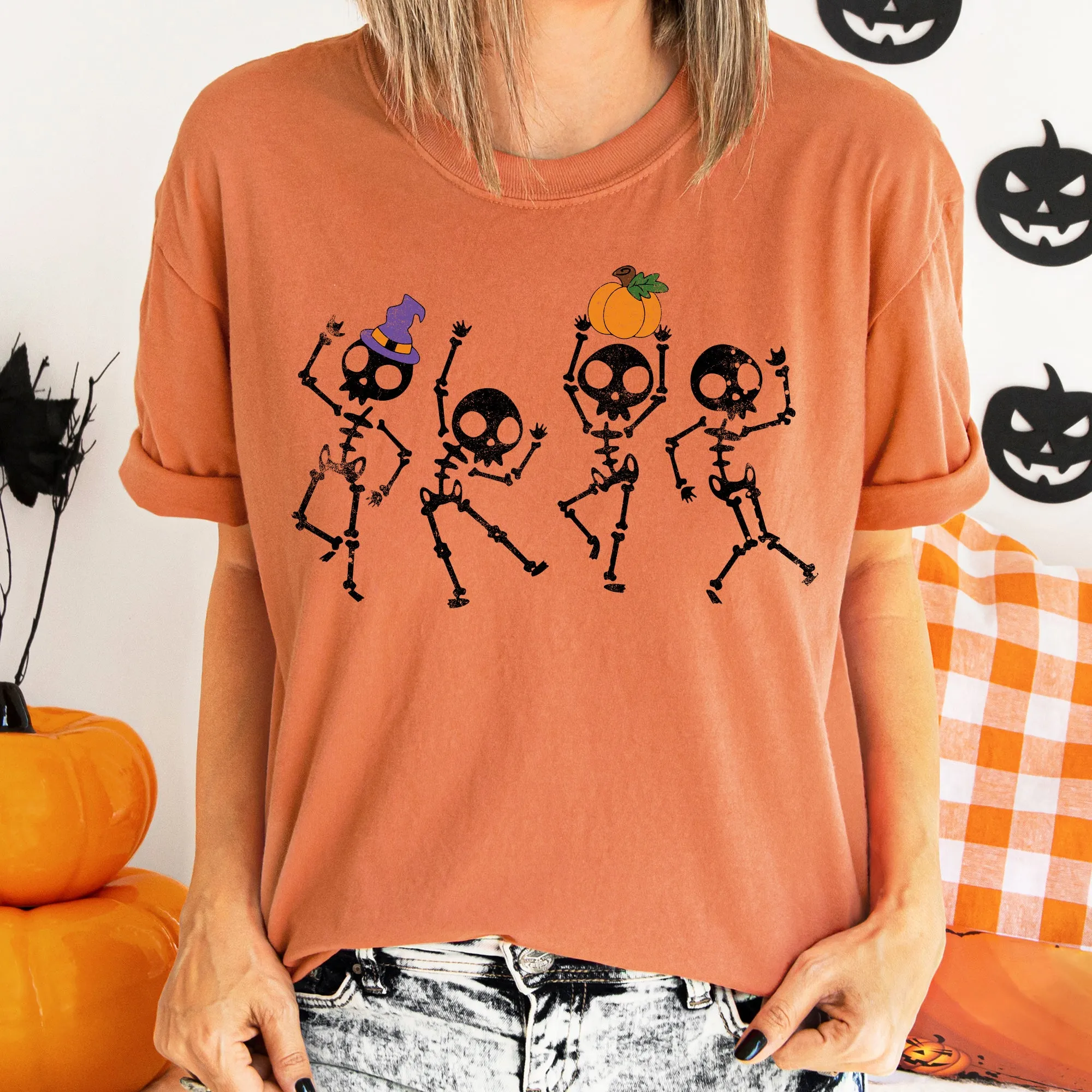 Pumpkin Dancing Skeletons Vintage Halloween Comfort Colors Tshirt sold by Refinery Number One product image thumbnail 2