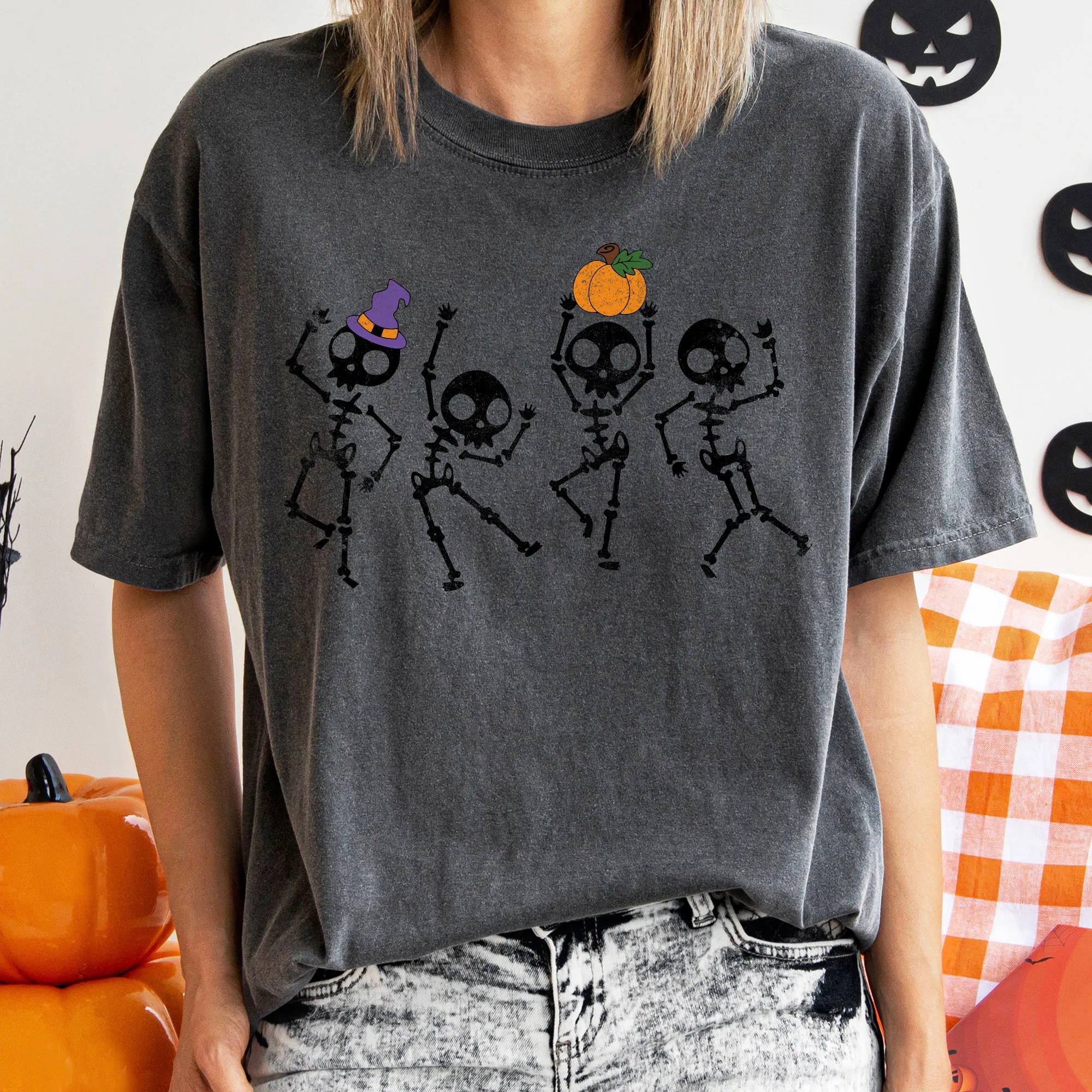 Pumpkin Dancing Skeletons Vintage Halloween Comfort Colors Tshirt sold by Refinery Number One product image thumbnail 3