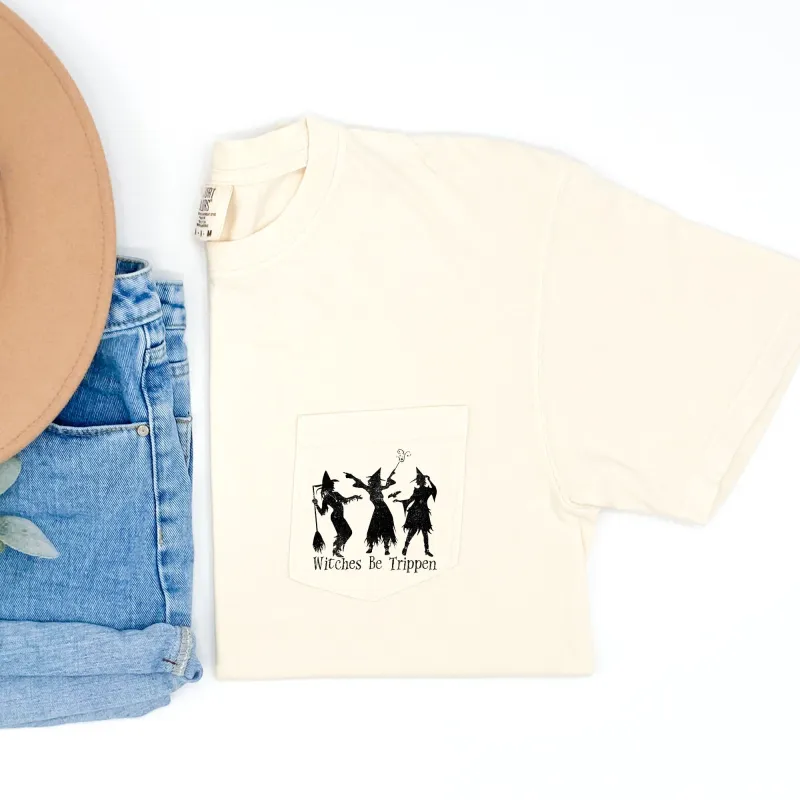 Witches Be Trippin Halloween Pocket Comfort Colors Tshirt sold by Refinery Number One