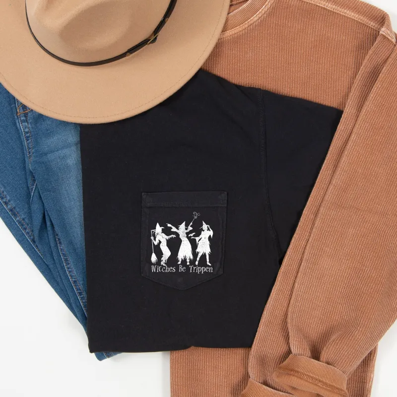Witches Be Trippin Halloween Pocket Comfort Colors Tshirt sold by Refinery Number One