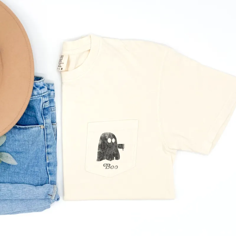 Ghost Boo Thumb Halloween Pocket Comfort Colors Tshirt sold by Refinery Number One