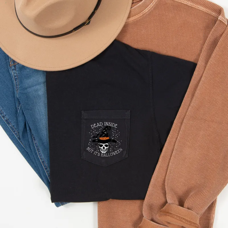 Dead Inside But It's Halloween Pocket Comfort Colors Tshirt sold by Refinery Number One