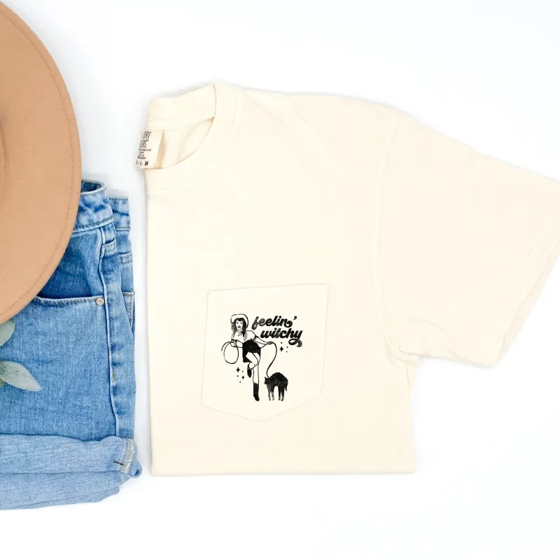 Feelin Witchy Halloween Pocket Comfort Colors Tshirt sold by Refinery Number One