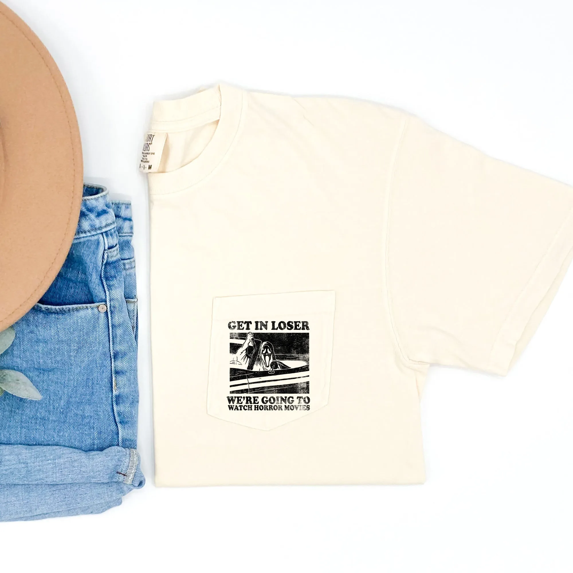 Get In Loser Horror Halloween Pocket Comfort Colors Tshirt sold by Refinery Number One