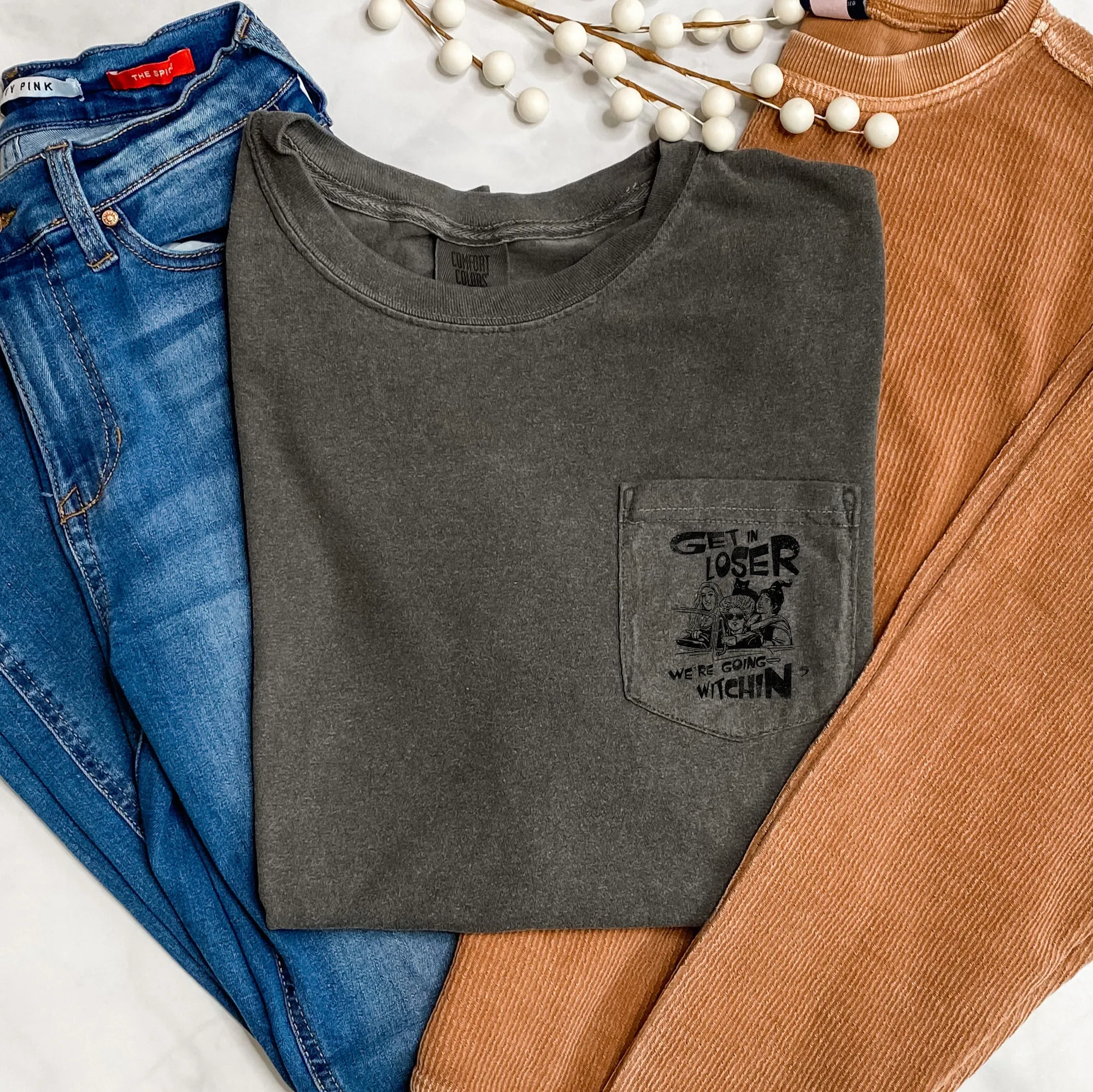 We're Going Witchin' Halloween Pocket Comfort Colors Tshirt sold by Refinery Number One