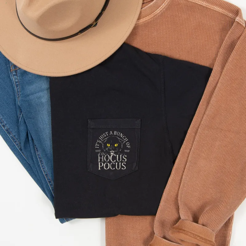 Hocus Pocus Cat Halloween Pocket Comfort Colors Tshirt sold by Refinery Number One