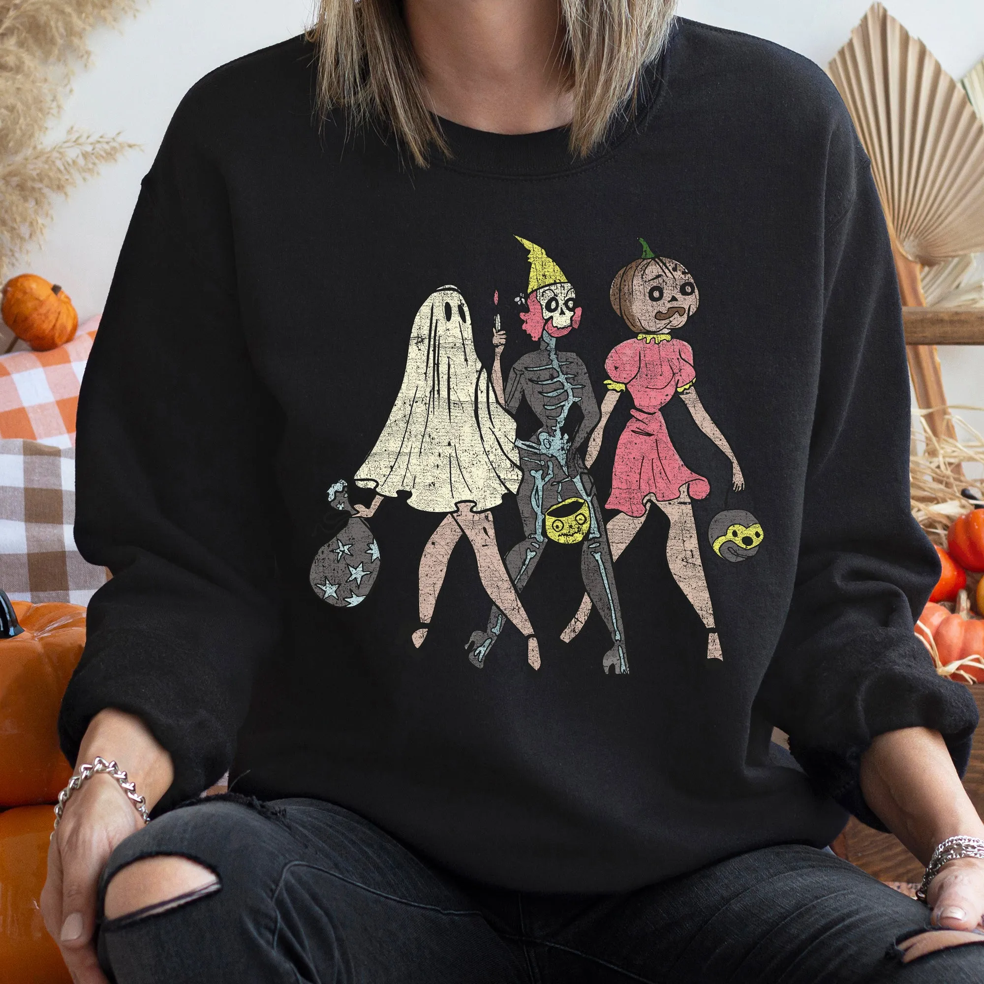Three Girls Vintage Halloween Sweatshirt sold by Refinery Number One