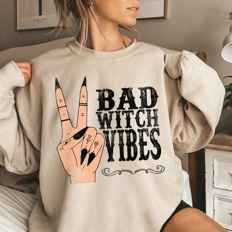 Bad Witch Vibes Halloween Sweatshirt sold by Refinery Number One