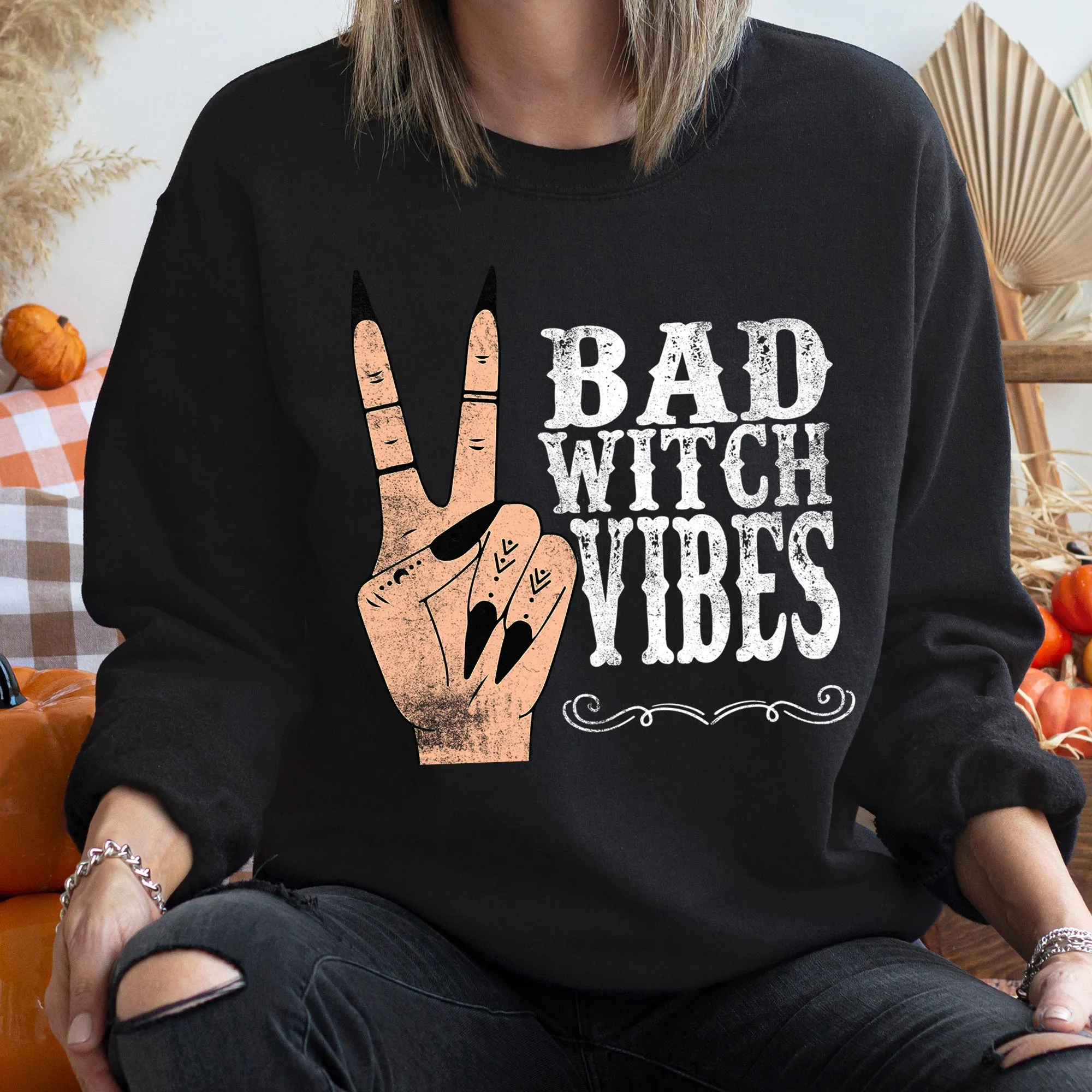 Bad Witch Vibes Vintage Halloween Sweatshirt sold by Refinery Number One