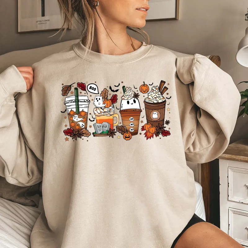 Boo Pumpkin Coffee Halloween Sweatshirt sold by Refinery Number One
