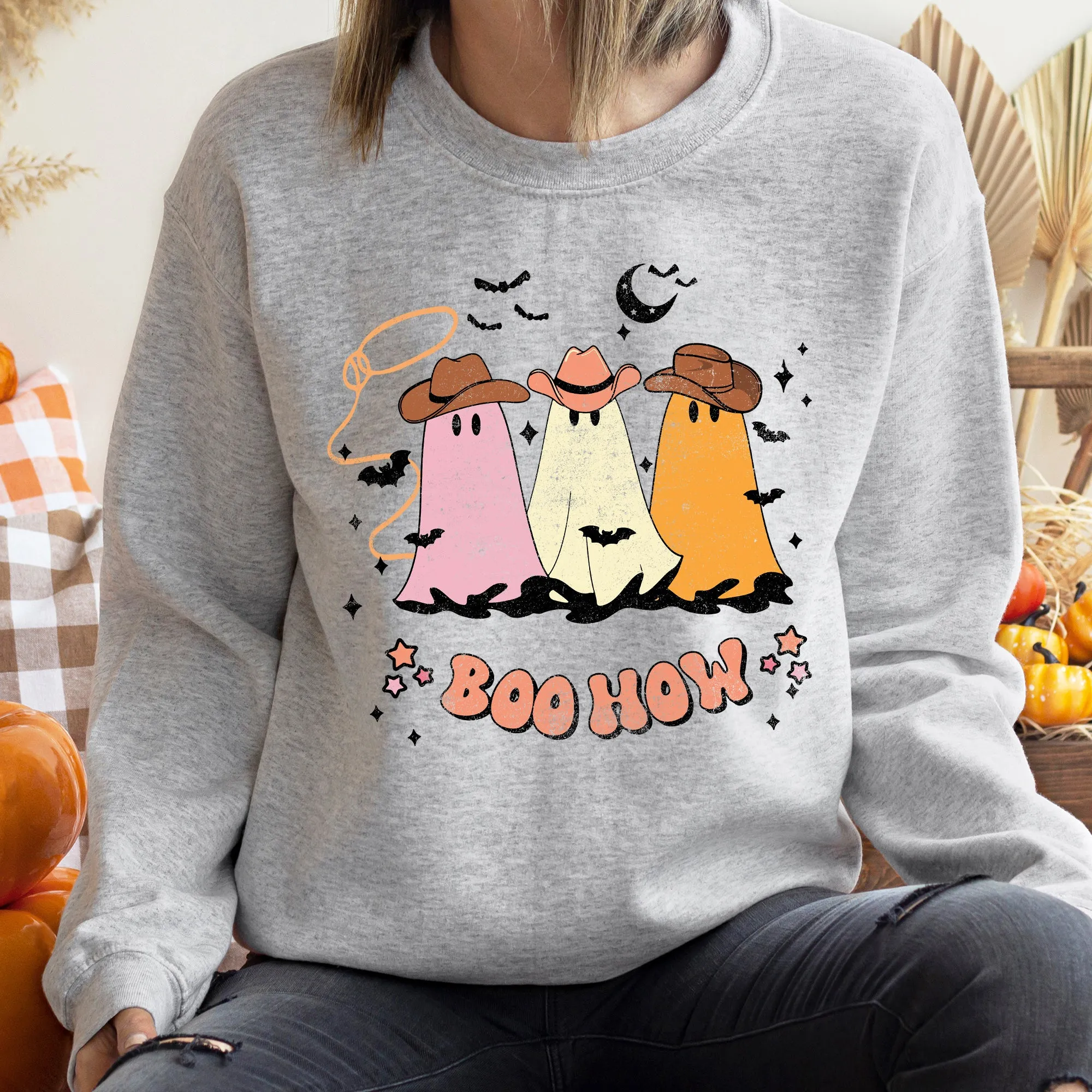 Boo How Ghosts Halloween Sweatshirt sold by Refinery Number One product image thumbnail 3