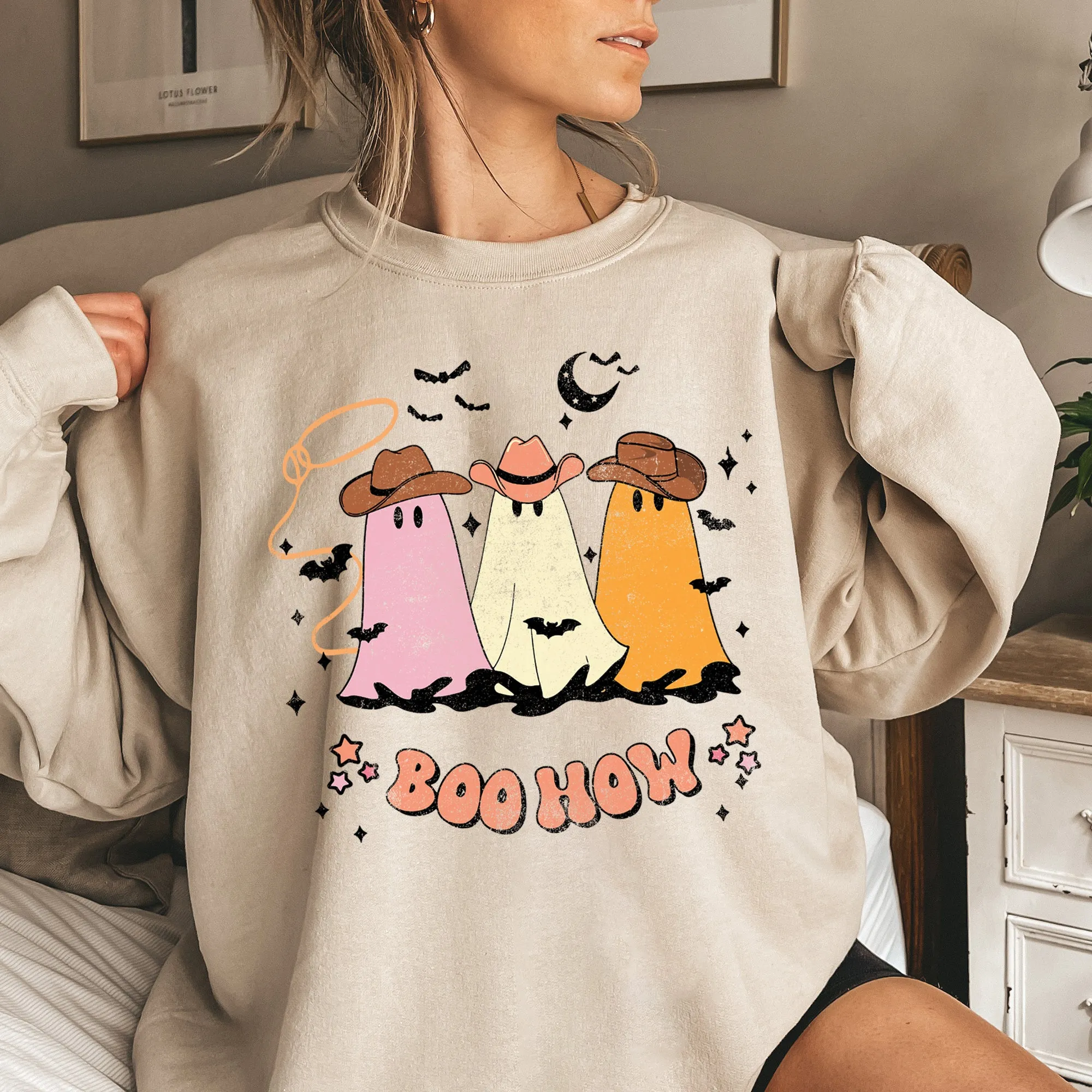 Boo How Ghosts Halloween Sweatshirt sold by Refinery Number One product image thumbnail 2