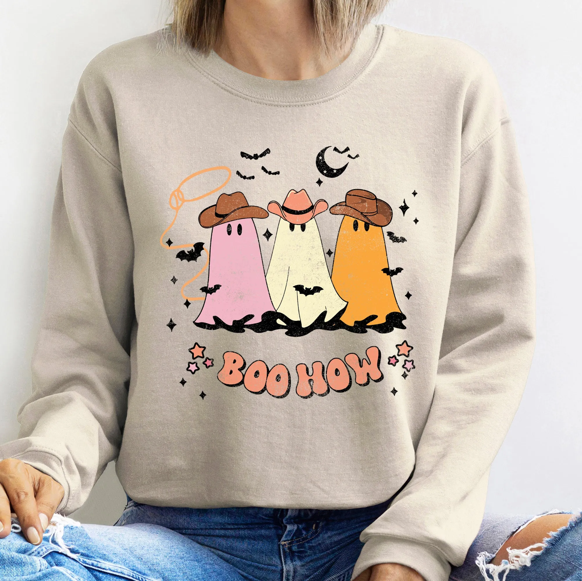 Boo How Ghosts Halloween Sweatshirt sold by Refinery Number One product image thumbnail 5