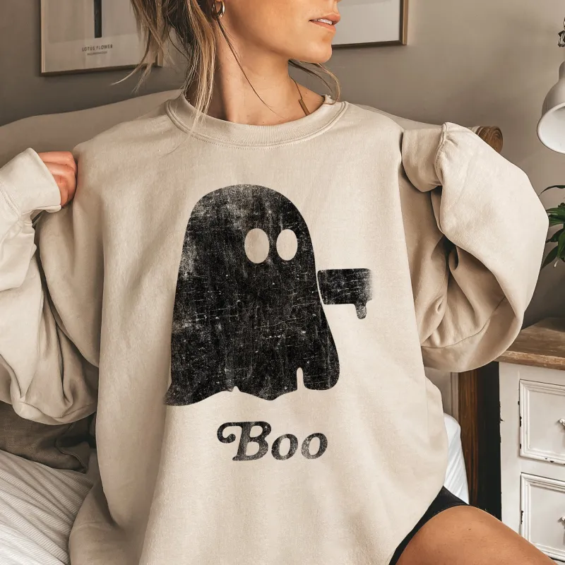 Boo Vintage Ghost Halloween Sweatshirt sold by Refinery Number One
