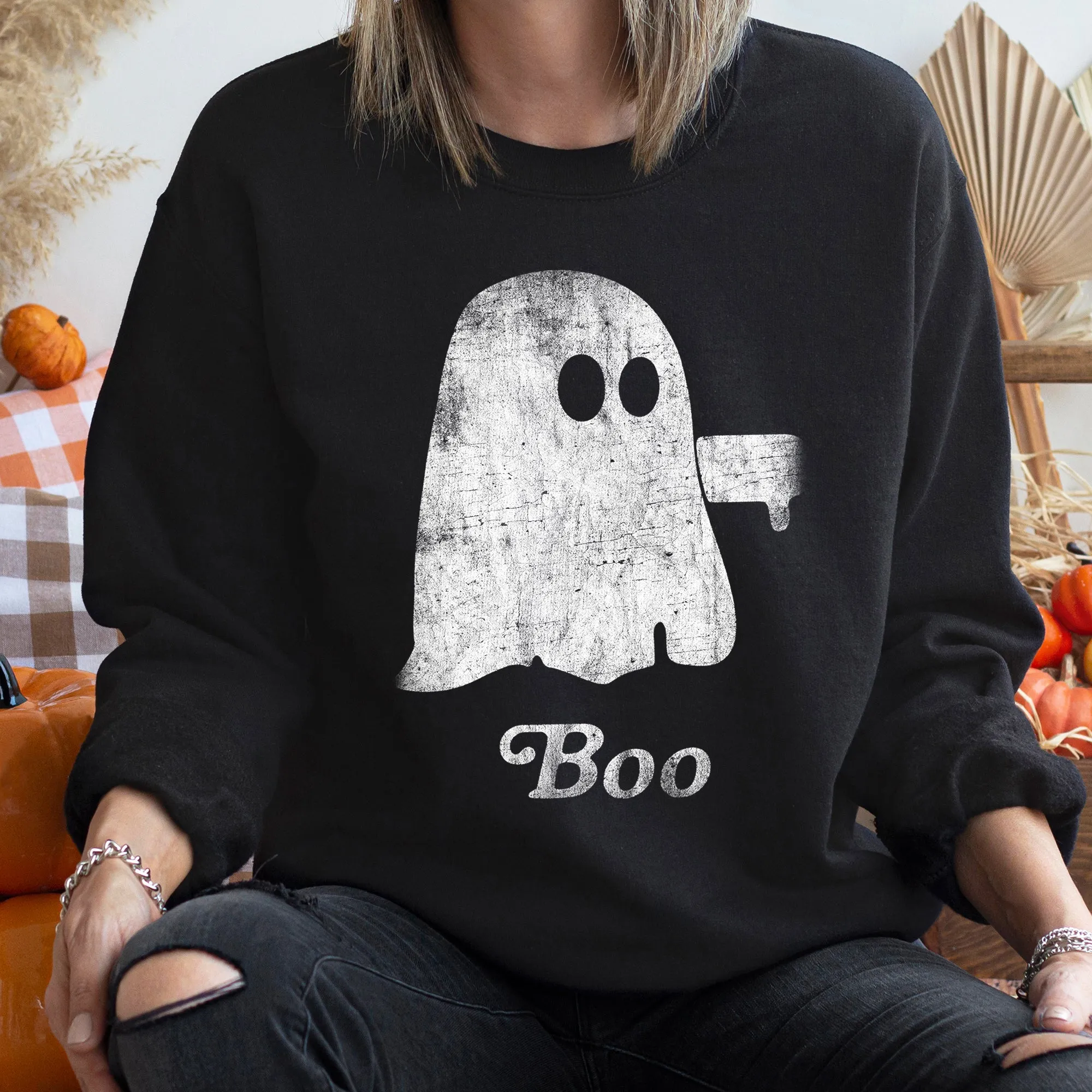 Boo Ghost Halloween Nightfall Cozy Fleece Graphic For Halloween Enthusiasts Sweatshirt sold by Refinery Number One