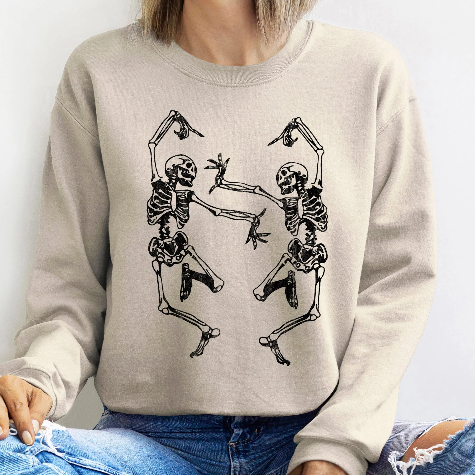 Dancing Skeletons Halloween Sweatshirt sold by Refinery Number One product image thumbnail 4