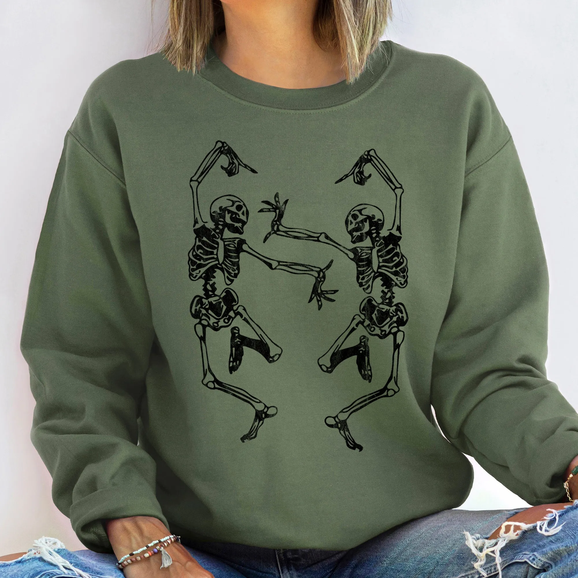 Dancing Skeletons Halloween Sweatshirt sold by Refinery Number One product image thumbnail 3