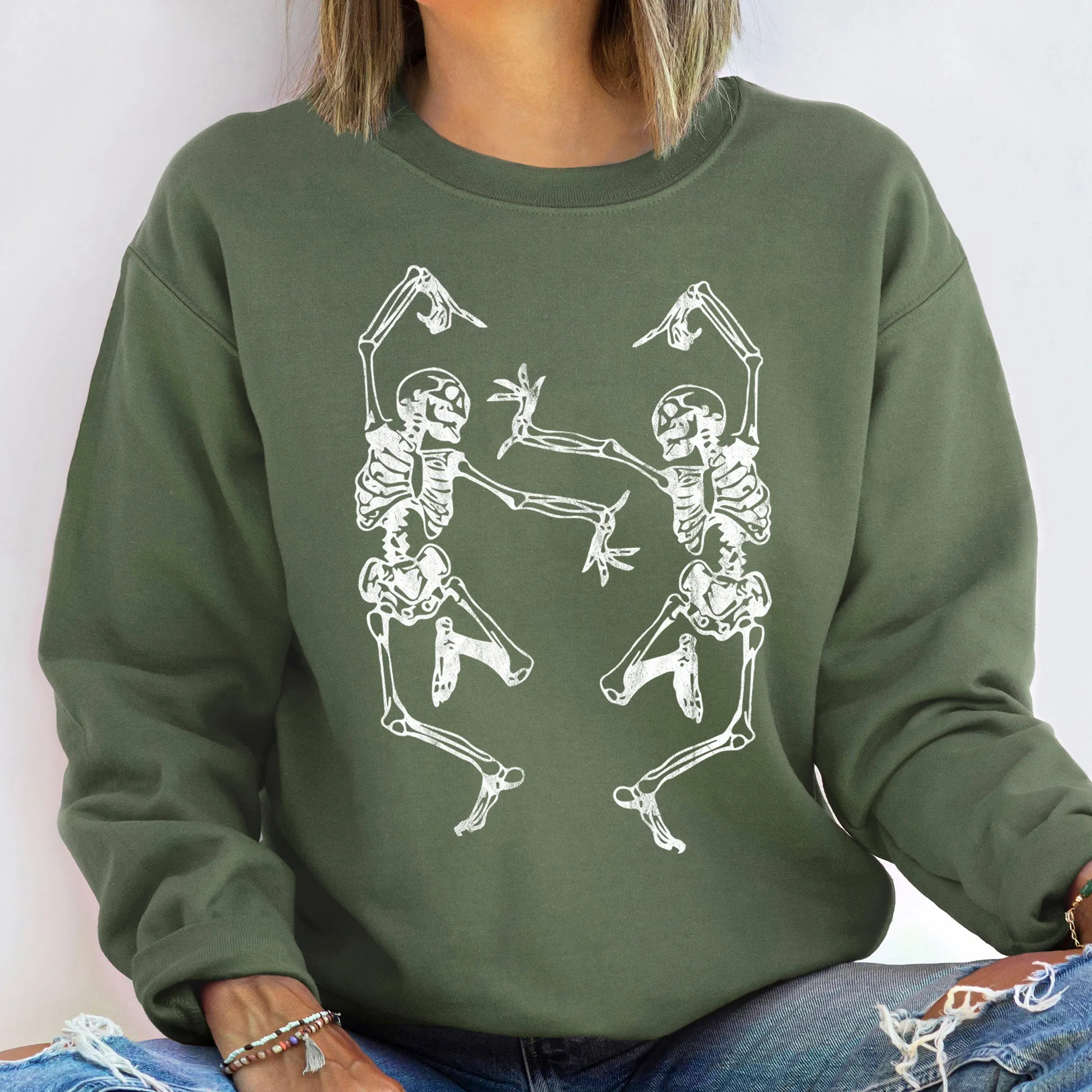 Dancing Skeletons Vintage Halloween Sweatshirt sold by Refinery Number One product image thumbnail 2