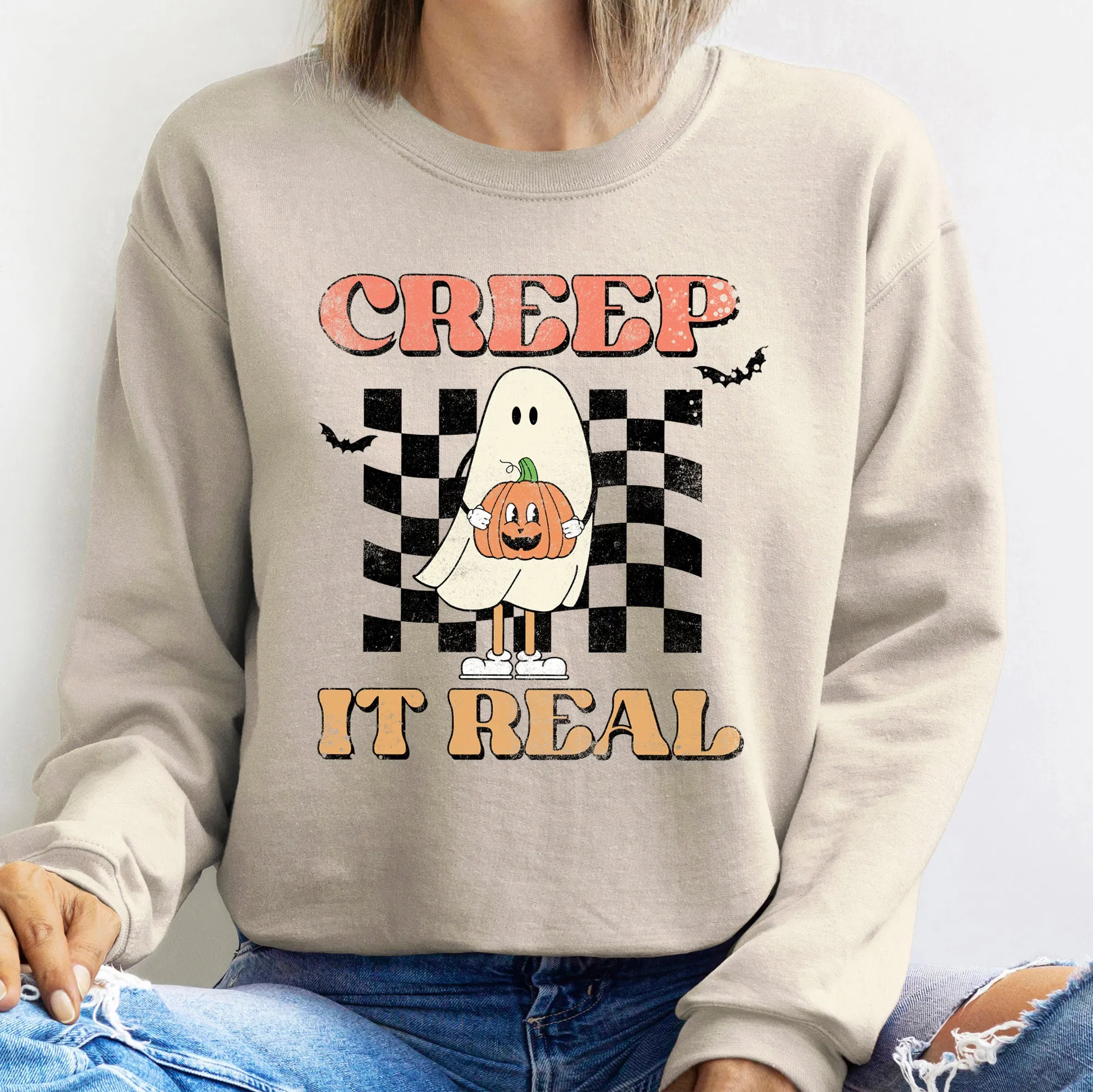 Creep It Real Vintage Halloween Sweatshirt sold by Refinery Number One product image thumbnail 4