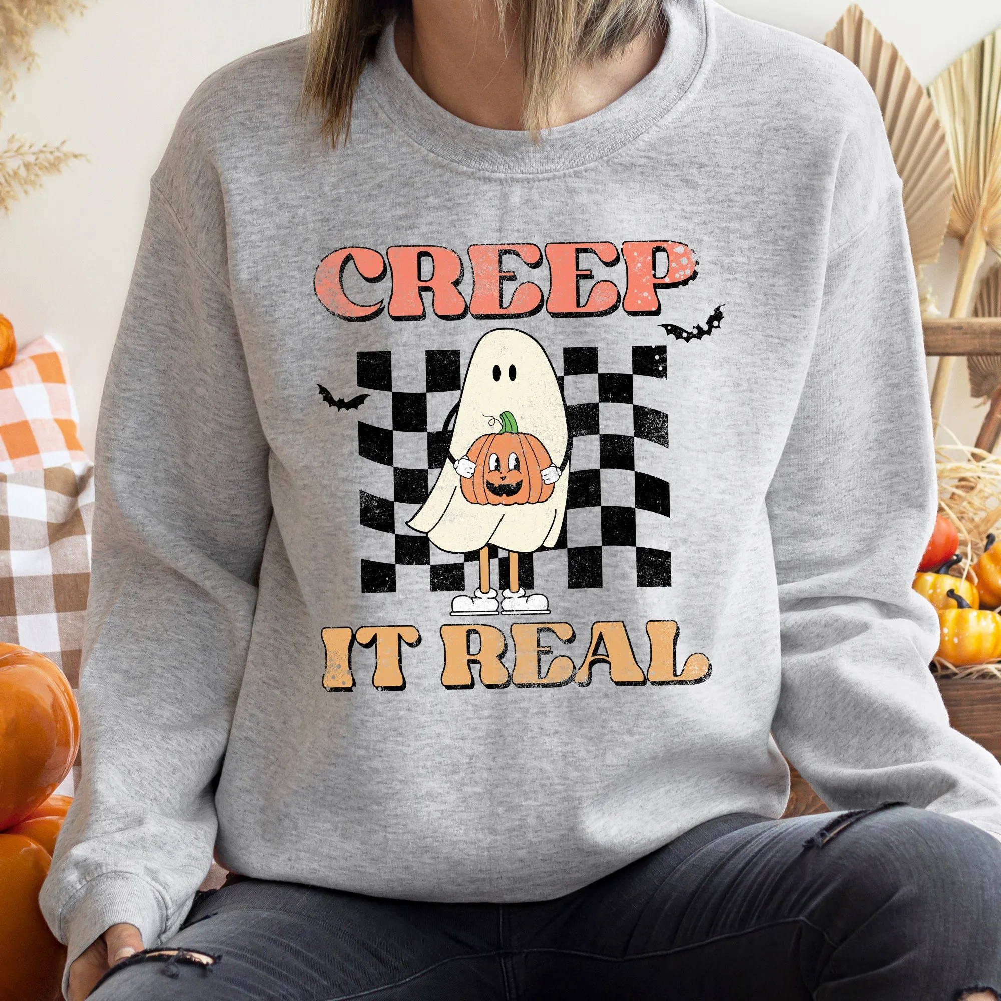 Creep It Real Vintage Halloween Sweatshirt sold by Refinery Number One product image thumbnail 2