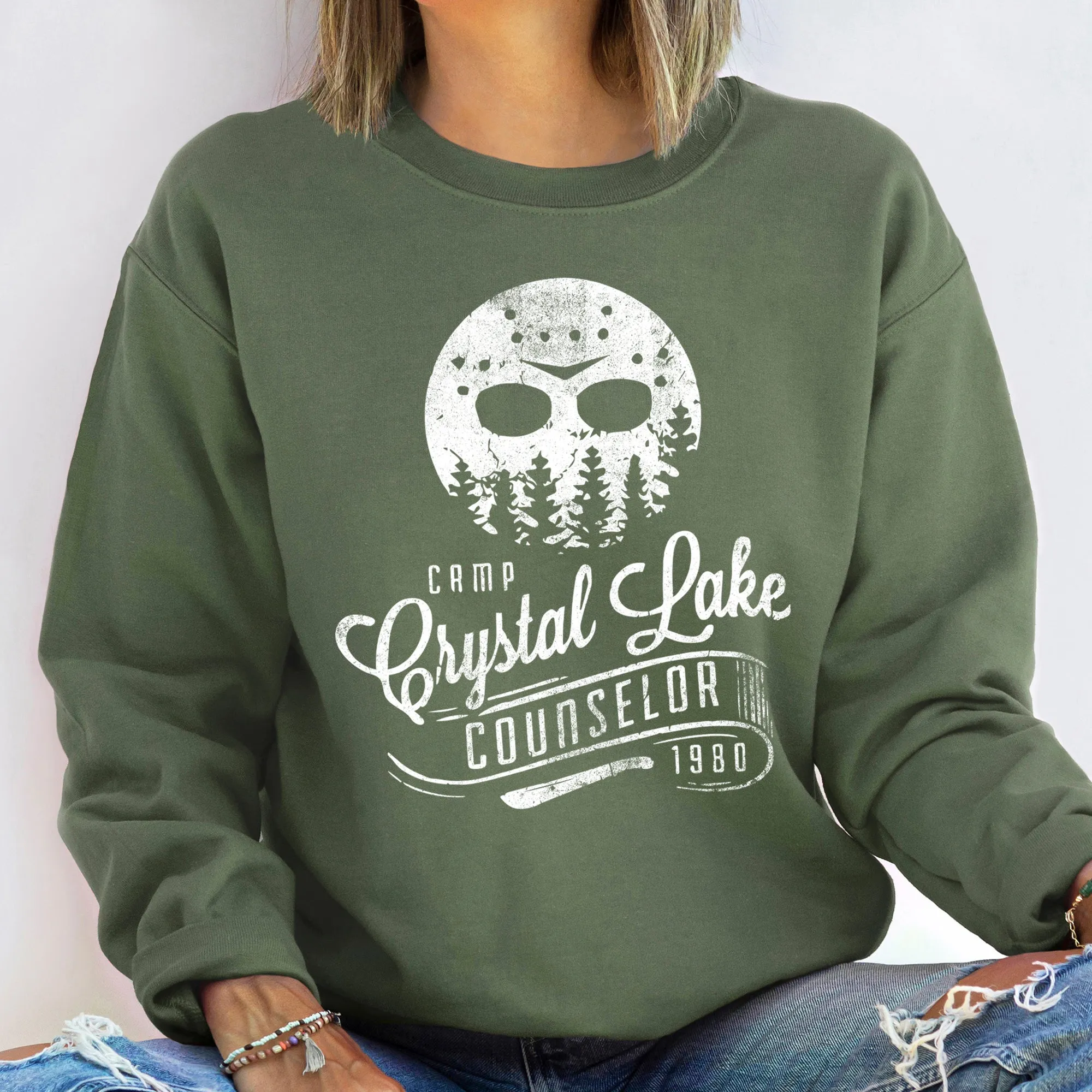 Crystal Lake Vintage Halloween Sweatshirt sold by Refinery Number One product image thumbnail 2