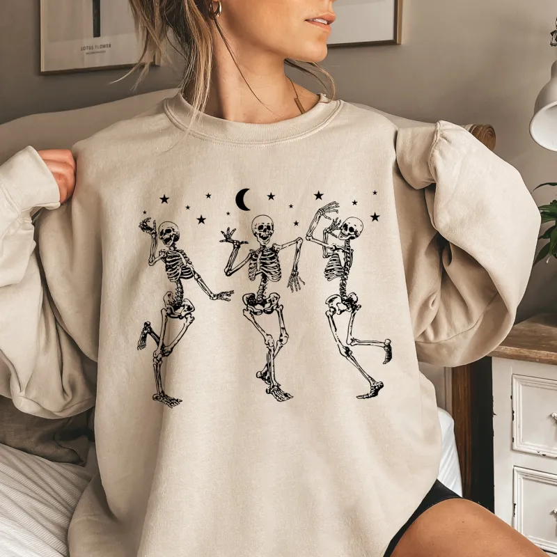 Dancing Skeletons Moon Halloween Sweatshirt sold by Refinery Number One