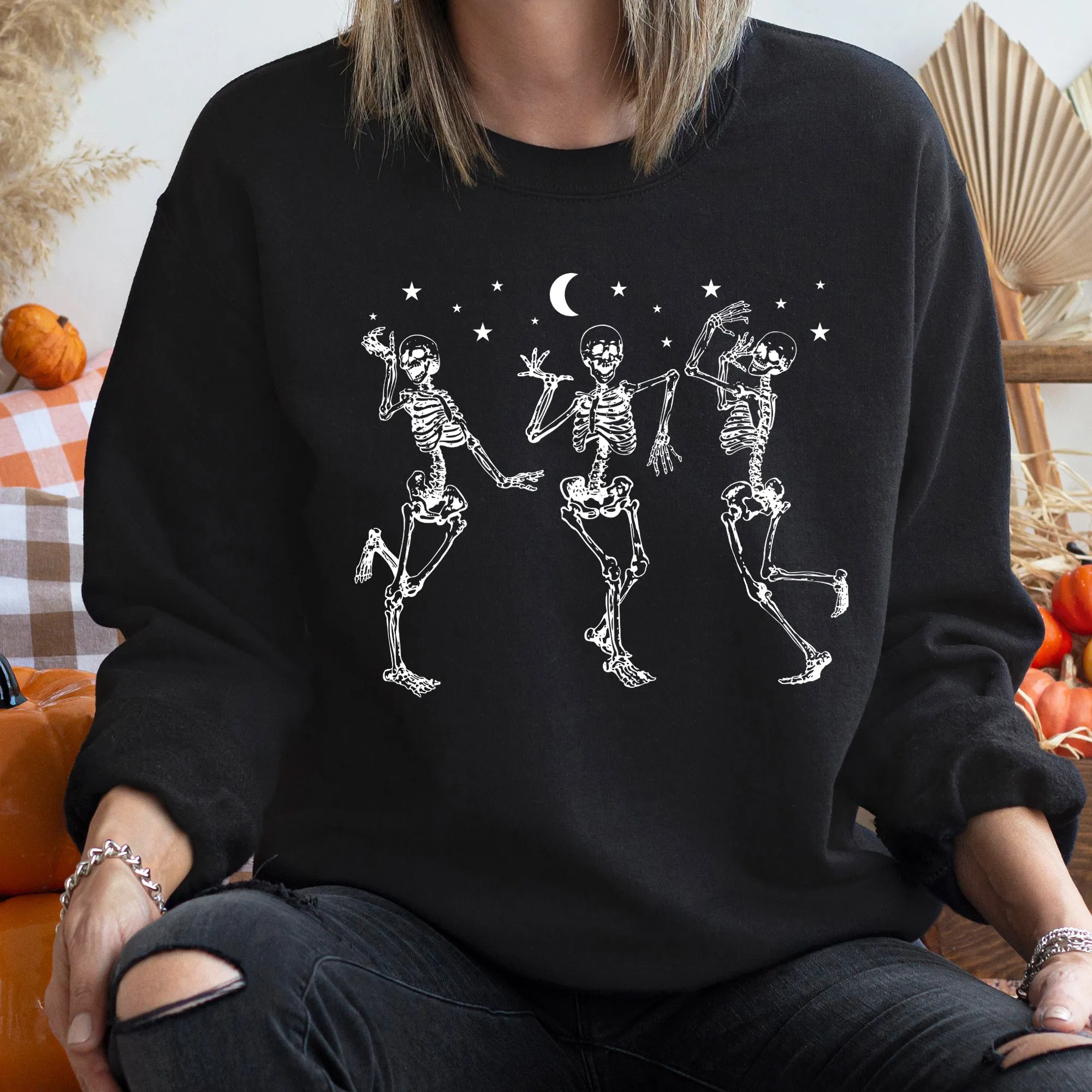 Dancing Skeletons Moon Vintage Halloween Sweatshirt sold by Refinery Number One
