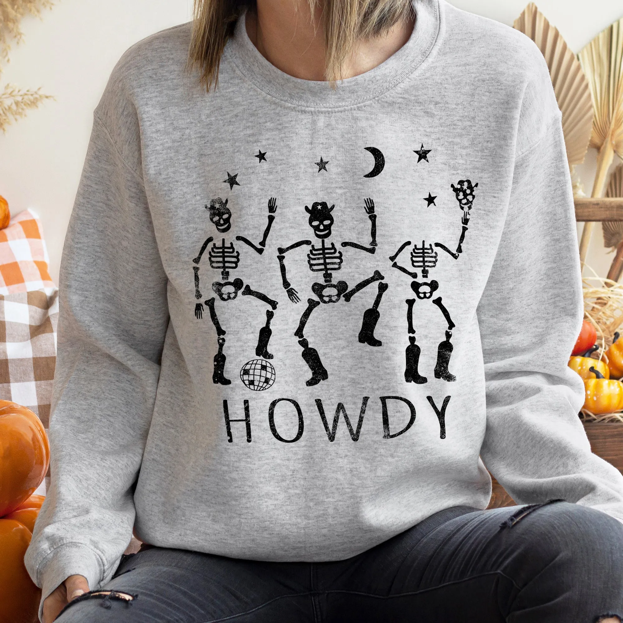Howdy Skeletons Halloween Sweatshirt sold by Refinery Number One product image thumbnail 2