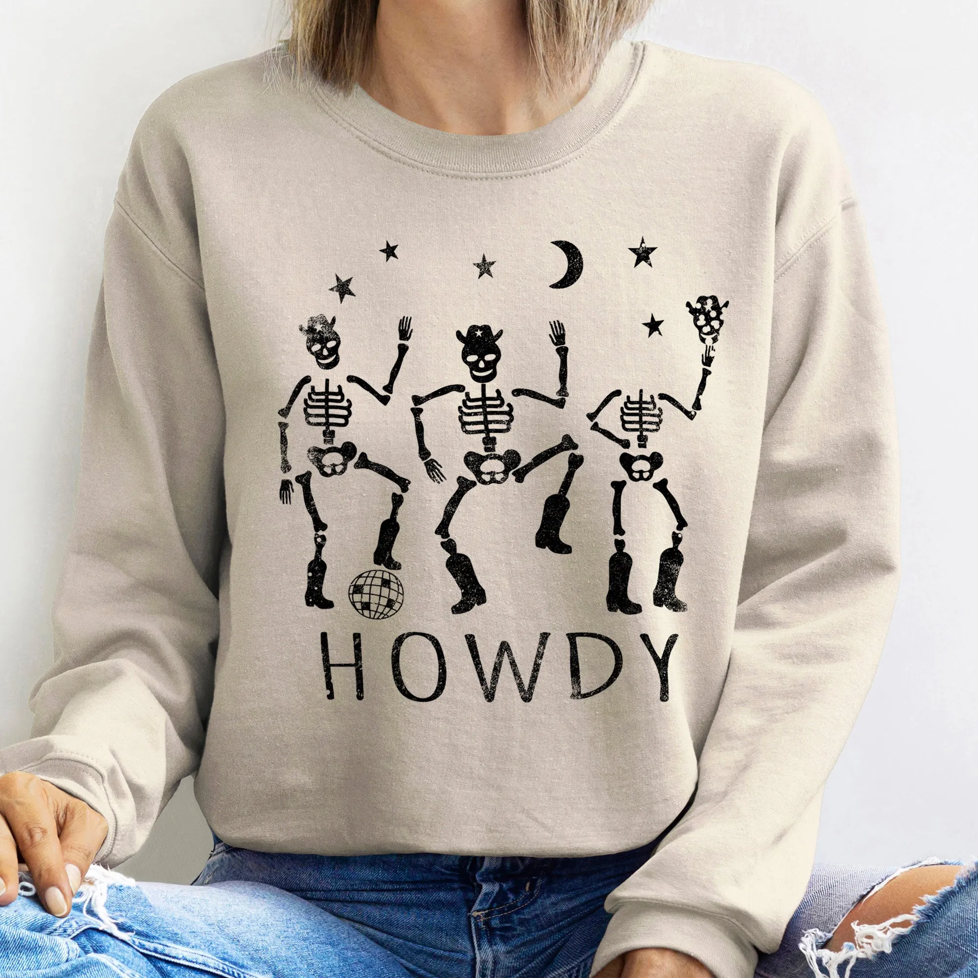 Howdy Skeletons Halloween Sweatshirt sold by Refinery Number One product image thumbnail 4