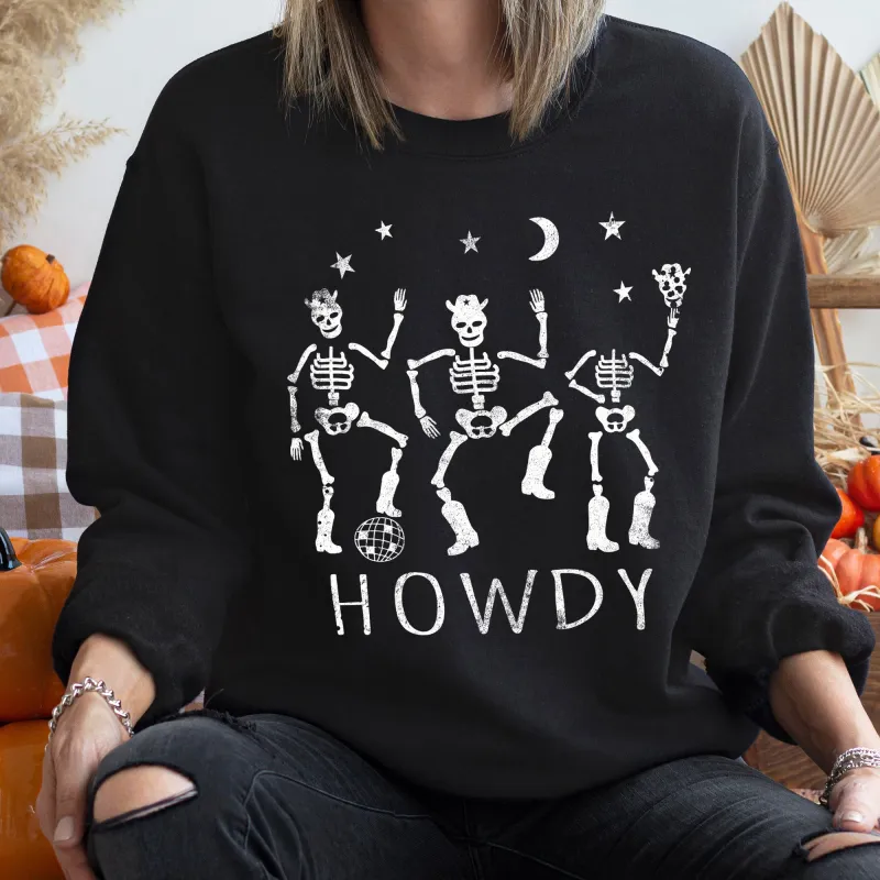 Howdy Skeletons Vintage Halloween Sweatshirt sold by Refinery Number One