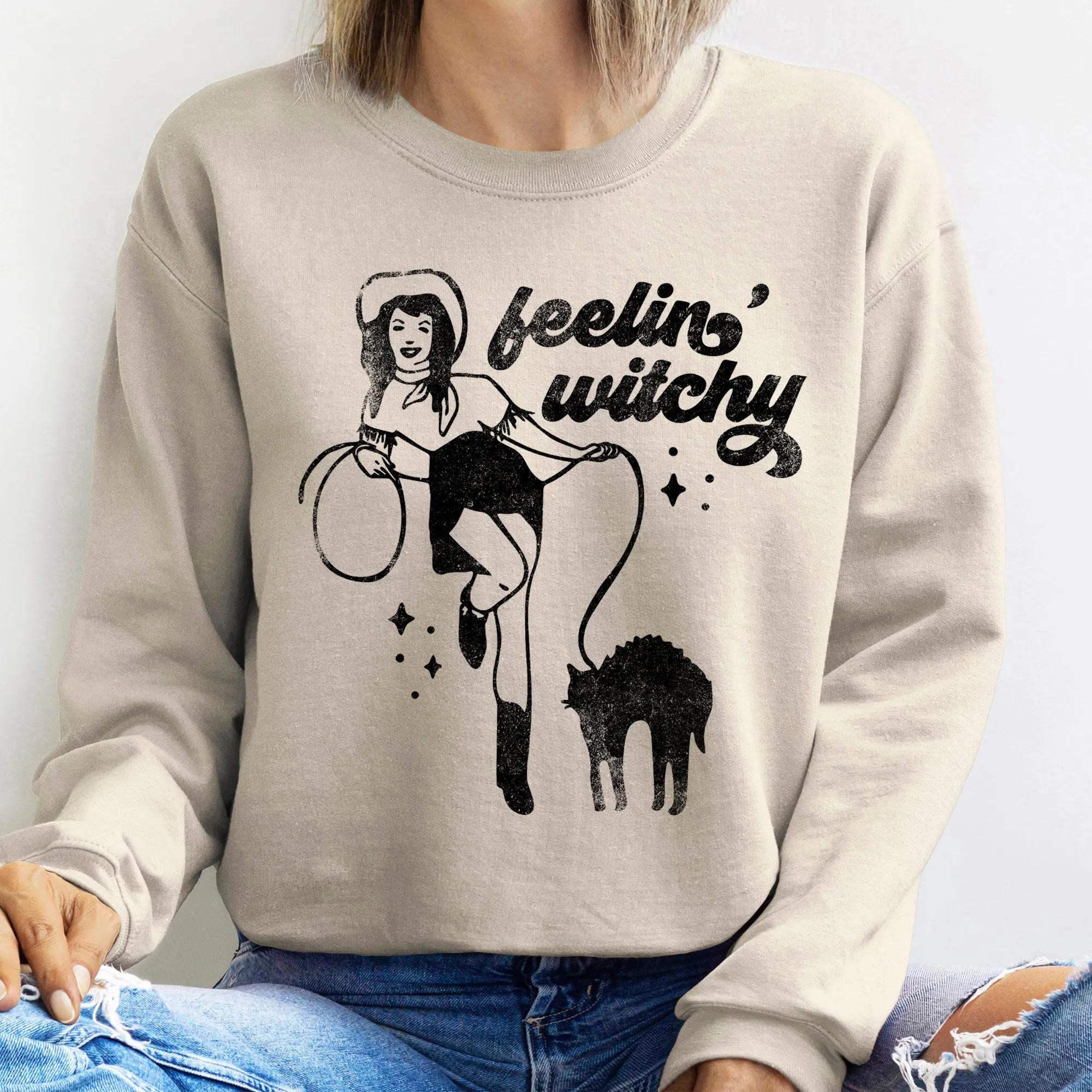 Feeling Witchy Halloween Sweatshirt sold by Refinery Number One product image thumbnail 4