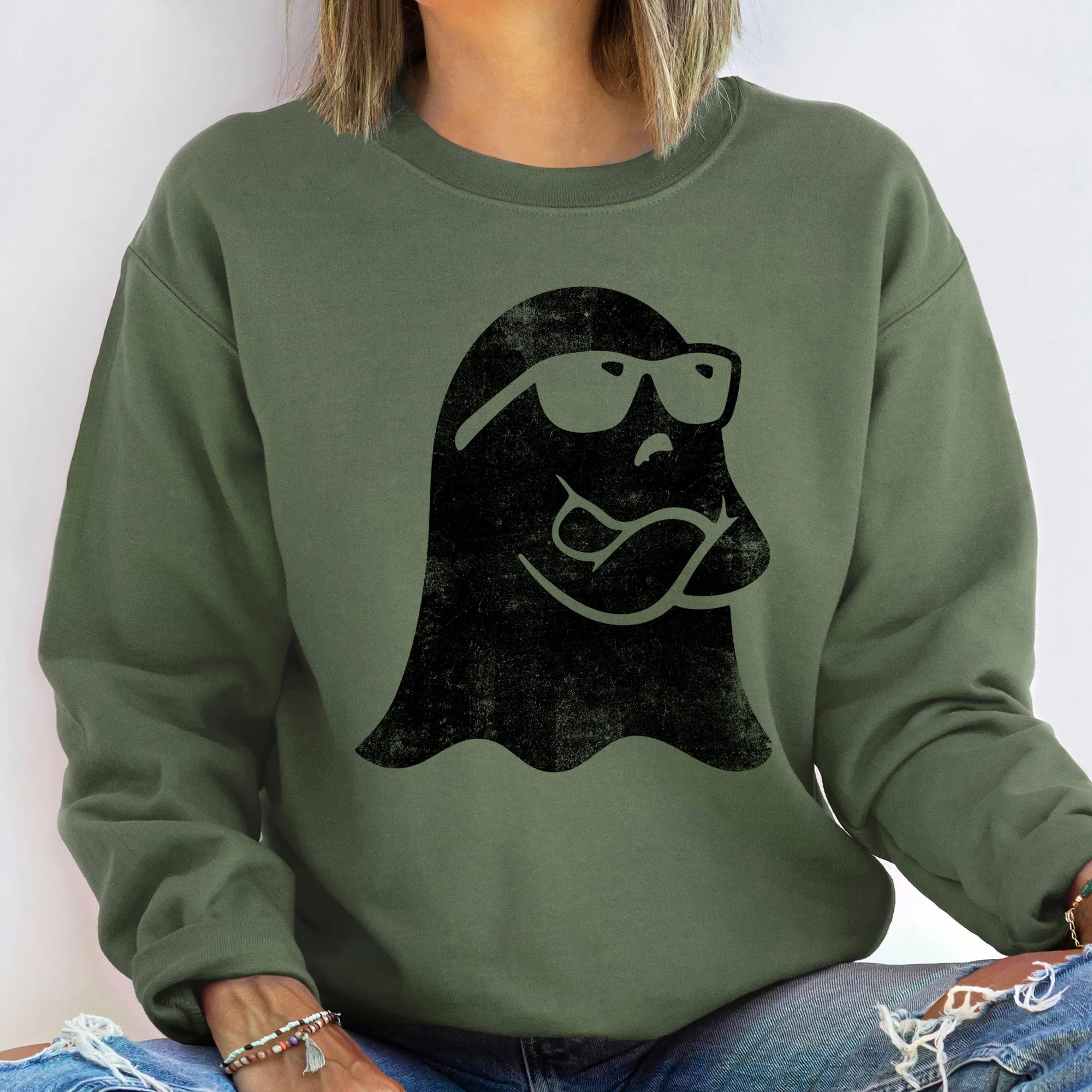 Ghost Arms Crossed Halloween Sweatshirt sold by Refinery Number One product image thumbnail 3