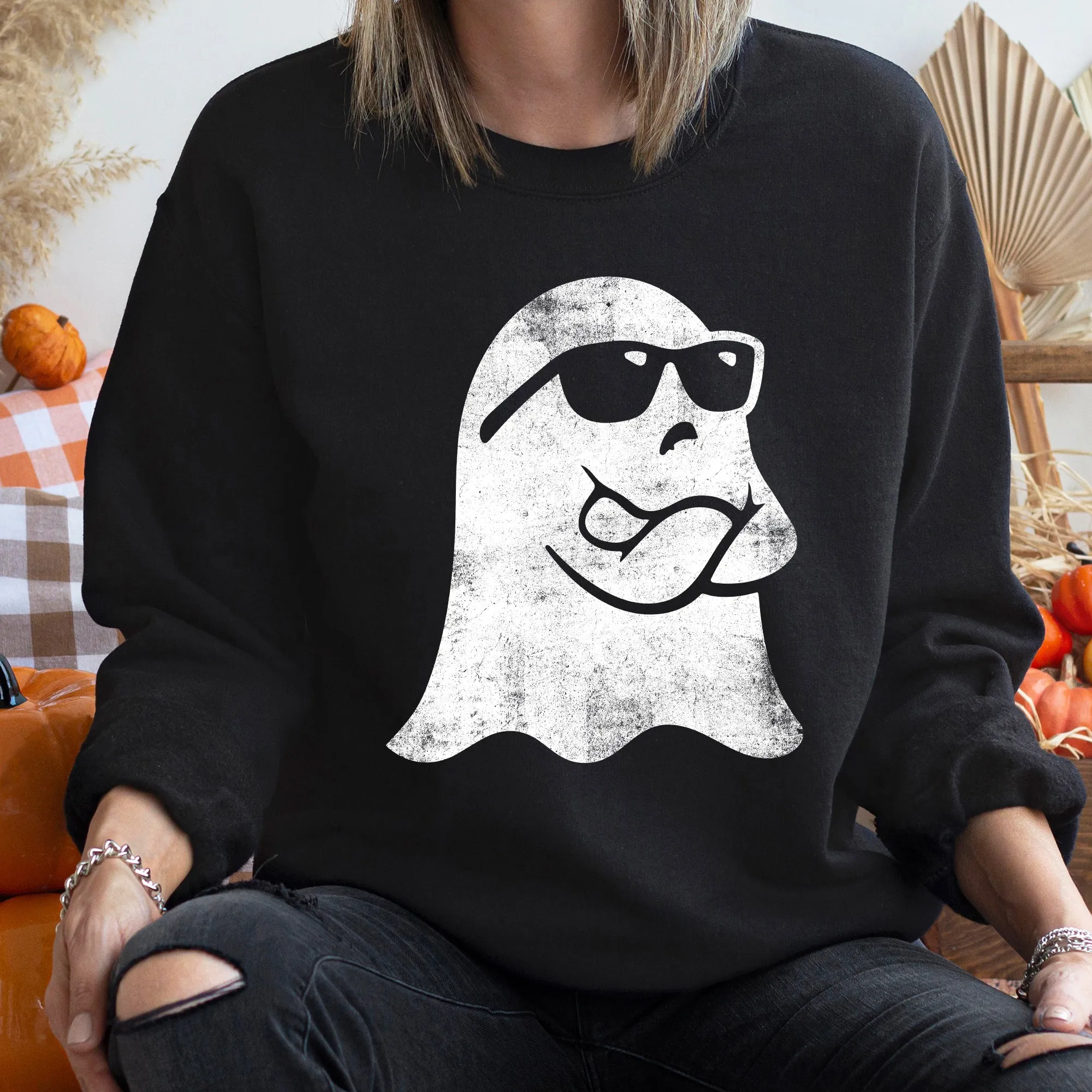 Ghost Arms Crossed Vintage Halloween Sweatshirt sold by Refinery Number One