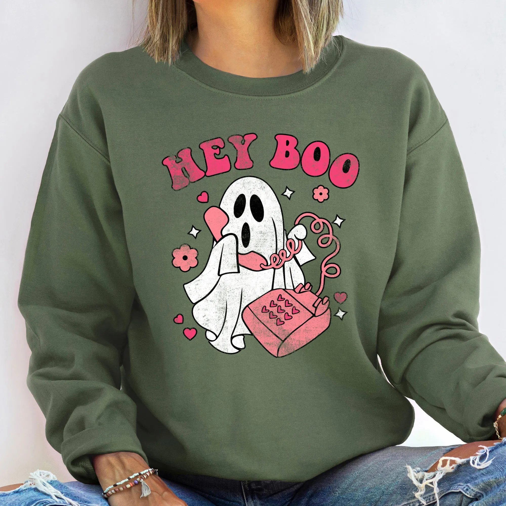 Hey Boo Vintage Halloween Sweatshirt sold by Refinery Number One product image thumbnail 4