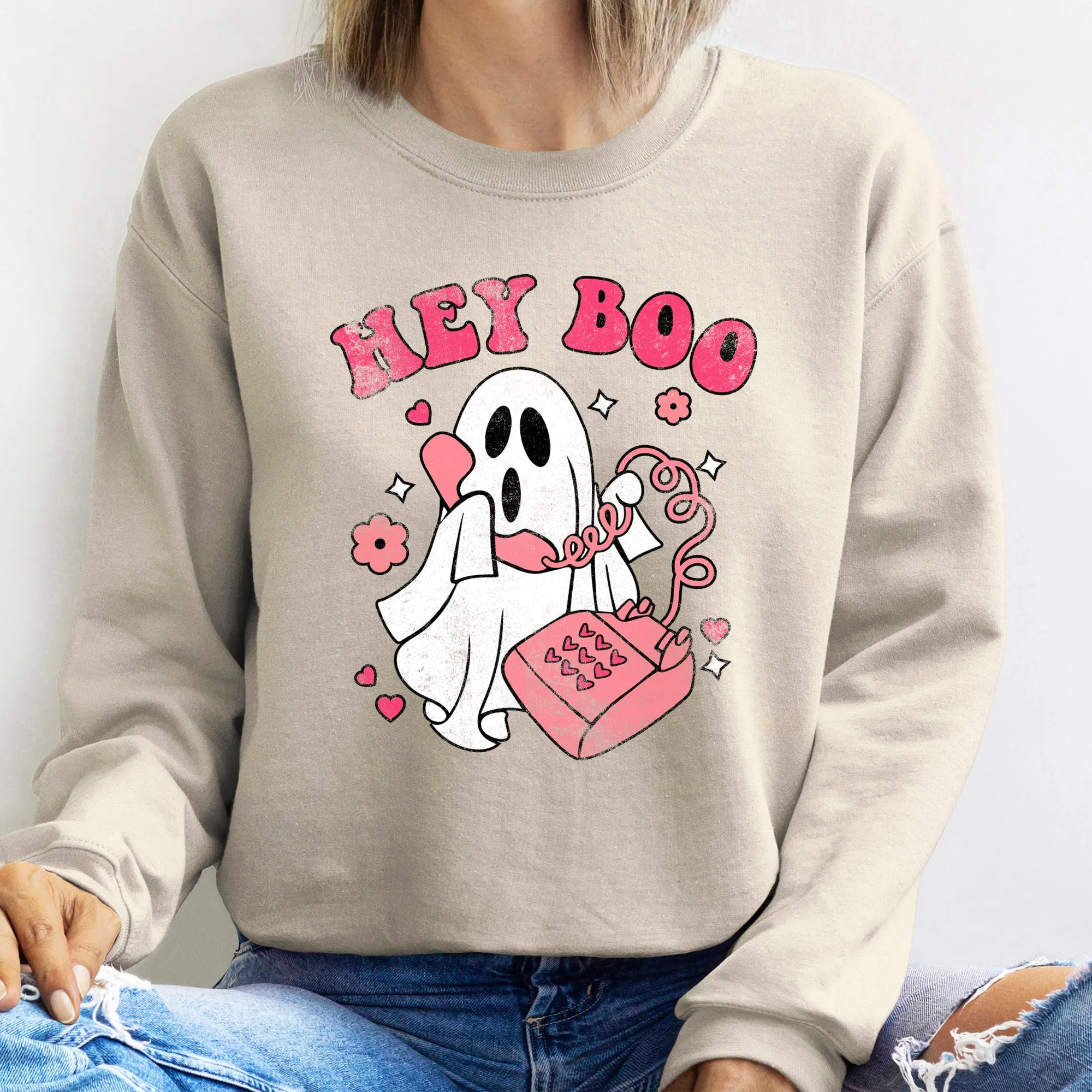 Hey Boo Vintage Halloween Sweatshirt sold by Refinery Number One product image thumbnail 5