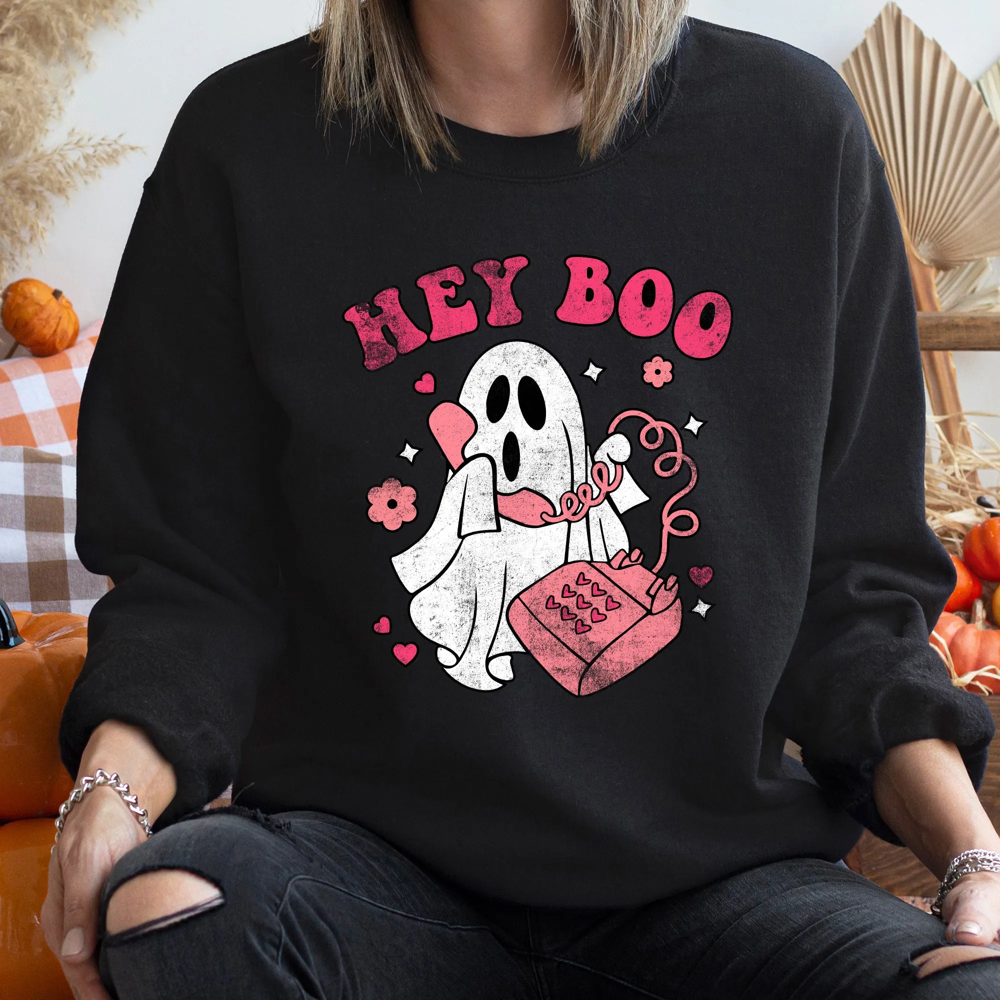 Hey Boo Vintage Halloween Sweatshirt sold by Refinery Number One product image thumbnail 3