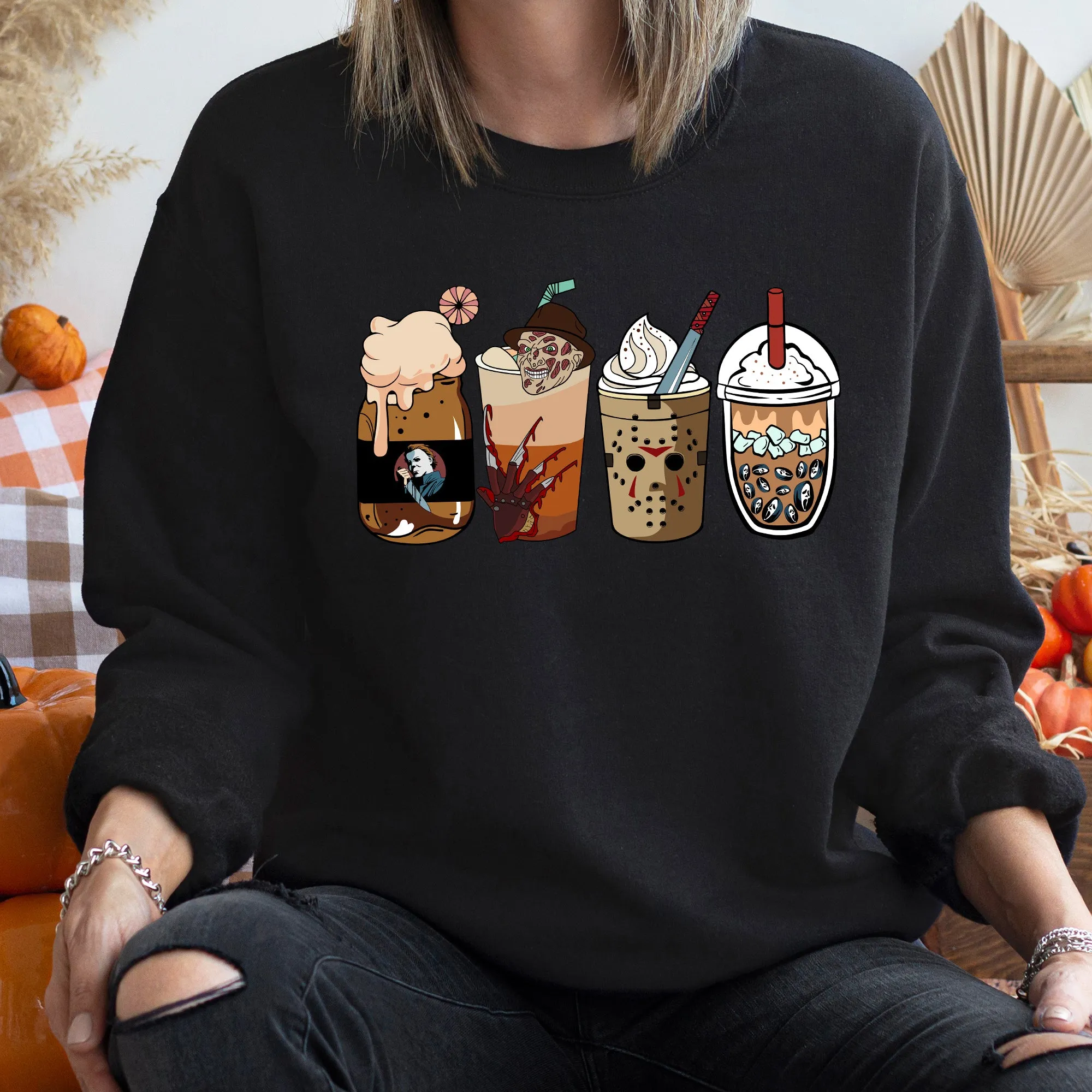 Horror Movie Coffee Halloween Sweatshirt sold by Refinery Number One product image thumbnail 3