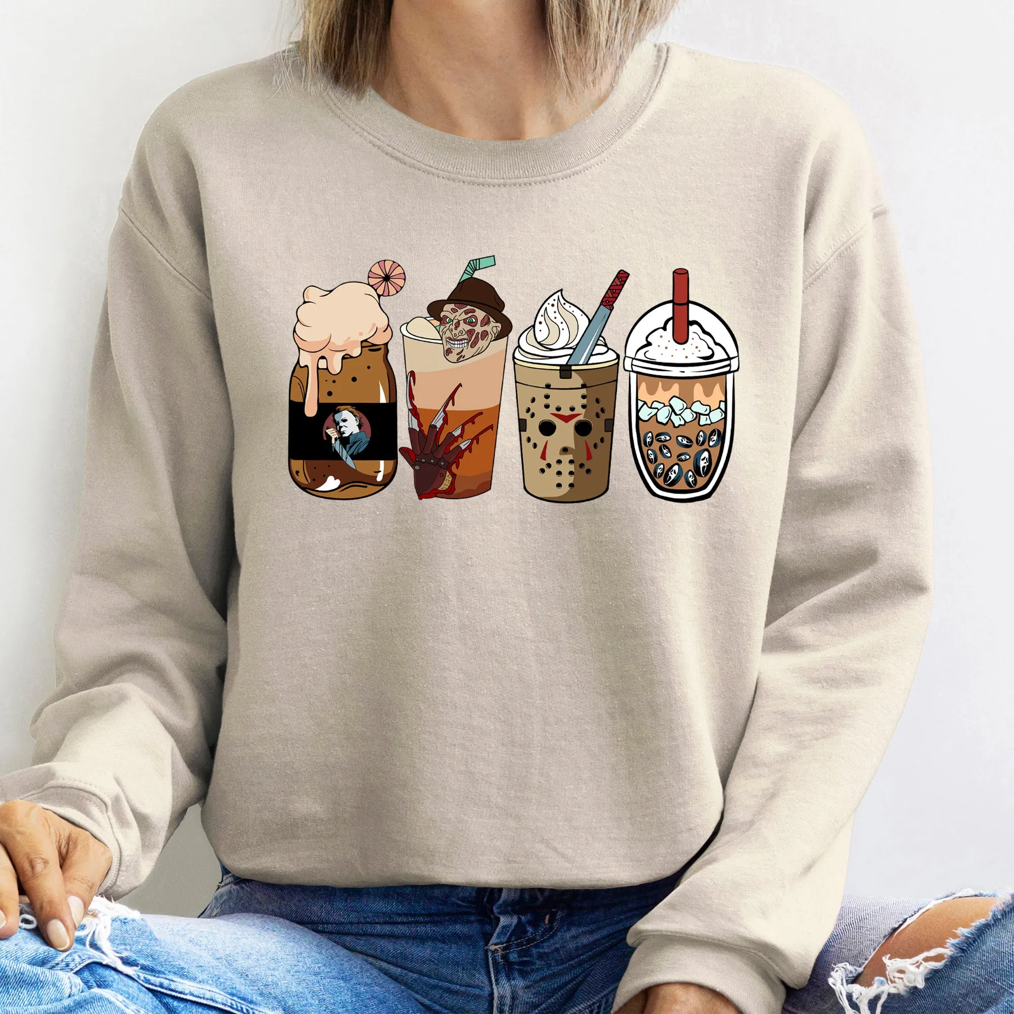 Horror Movie Coffee Halloween Sweatshirt sold by Refinery Number One product image thumbnail 5