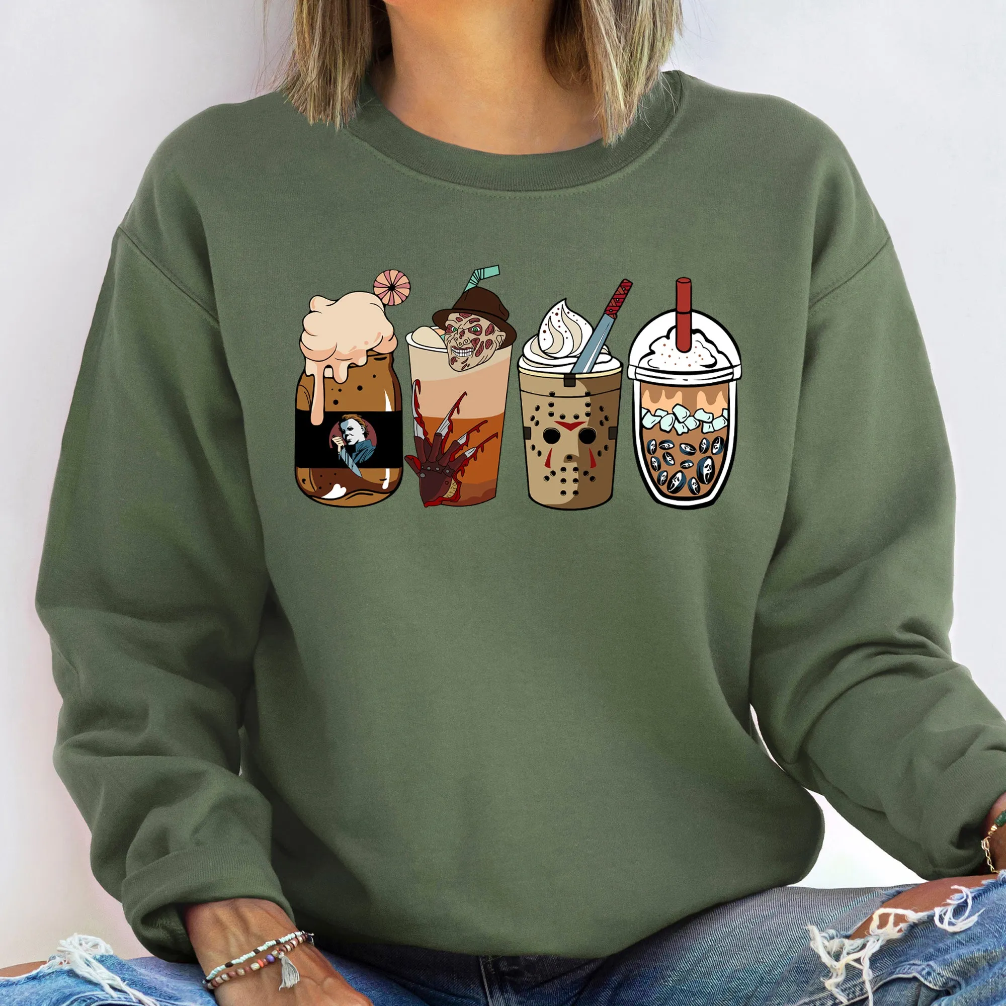 Horror Movie Coffee Halloween Sweatshirt sold by Refinery Number One product image thumbnail 4