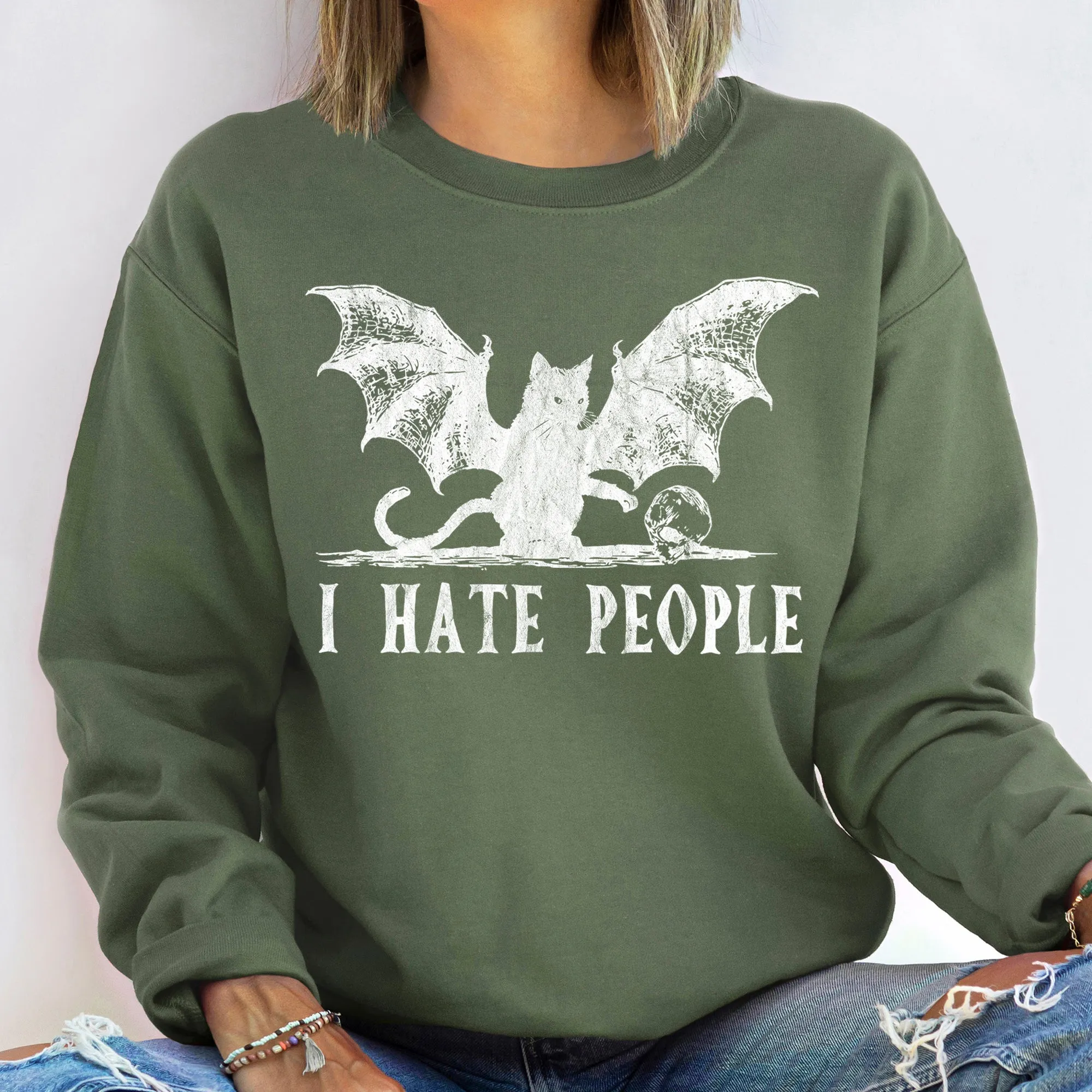 I Hate People Vintage Halloween Sweatshirt sold by Refinery Number One product image thumbnail 2