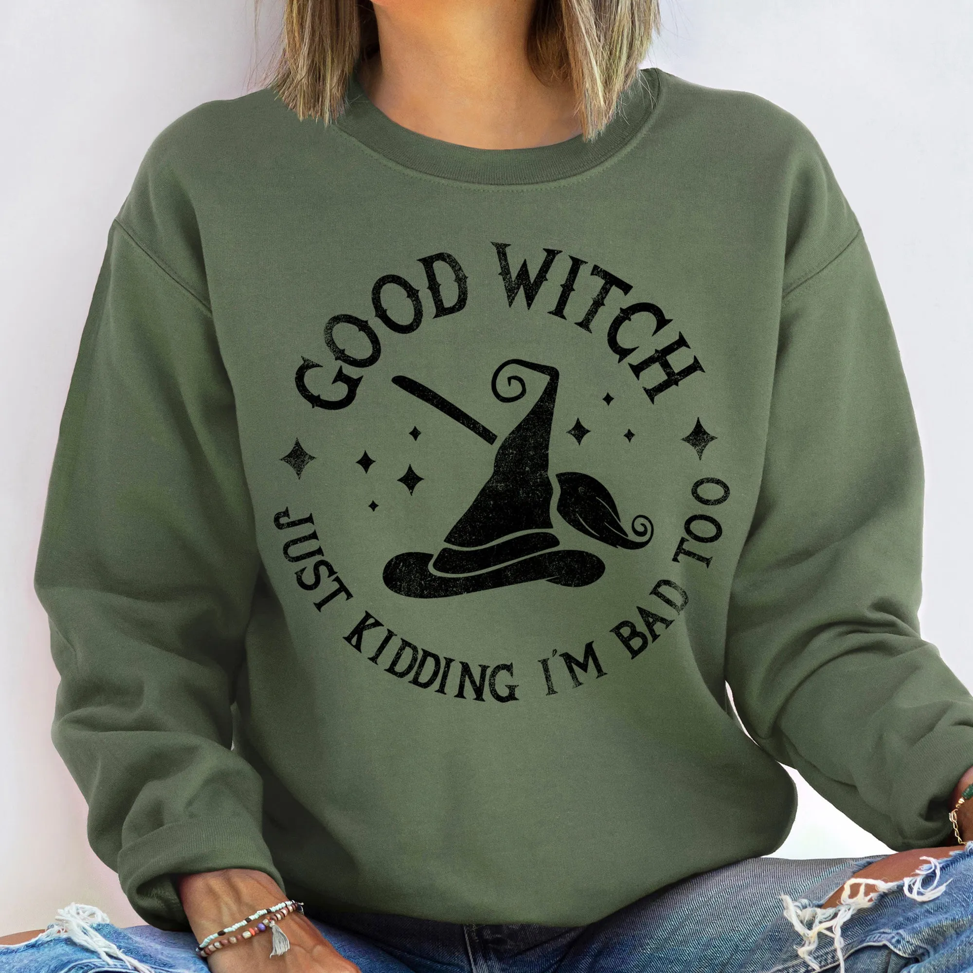 Good Witch Halloween Sweatshirt sold by Refinery Number One product image thumbnail 3