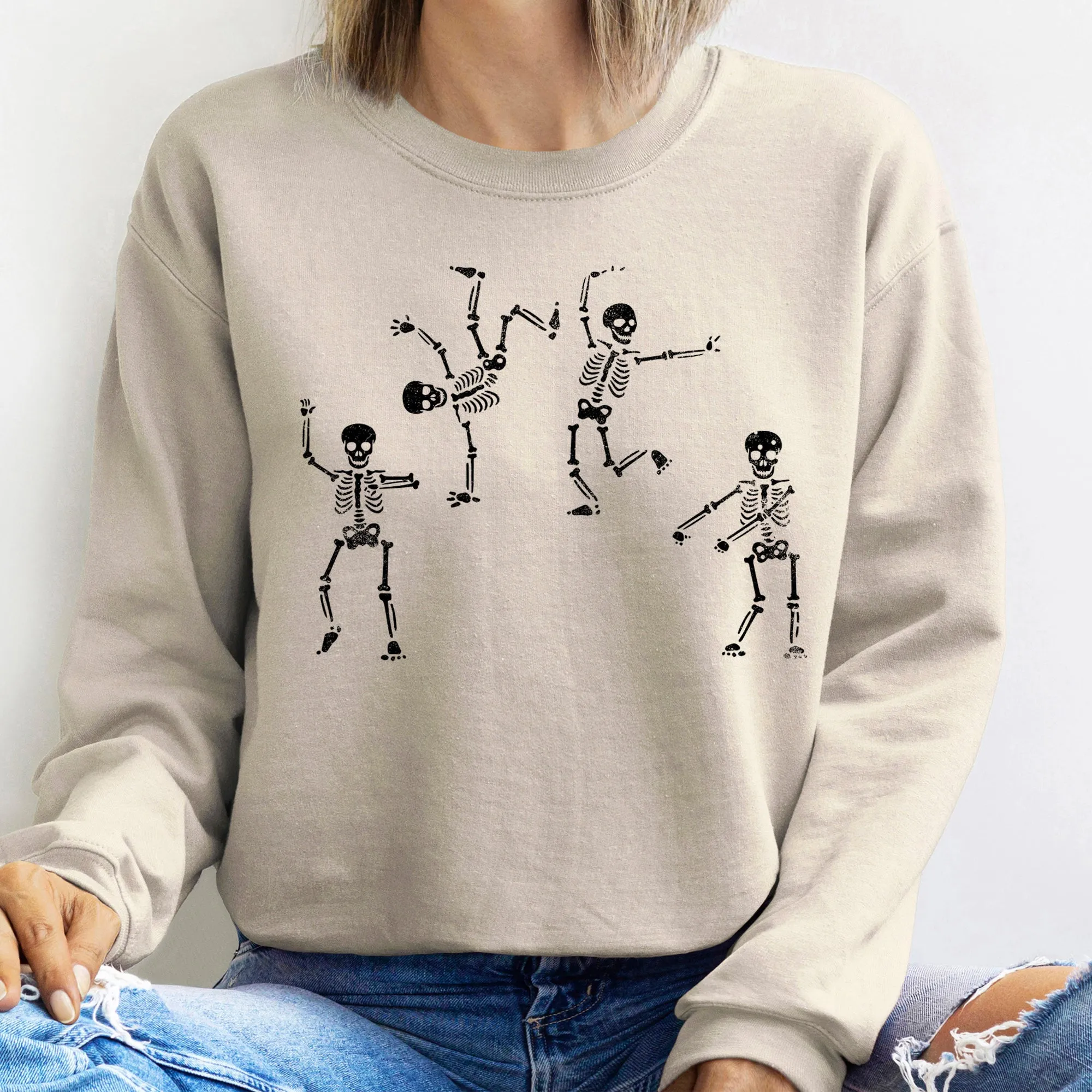Jumping Skeletons Halloween Sweatshirt sold by Refinery Number One product image thumbnail 4
