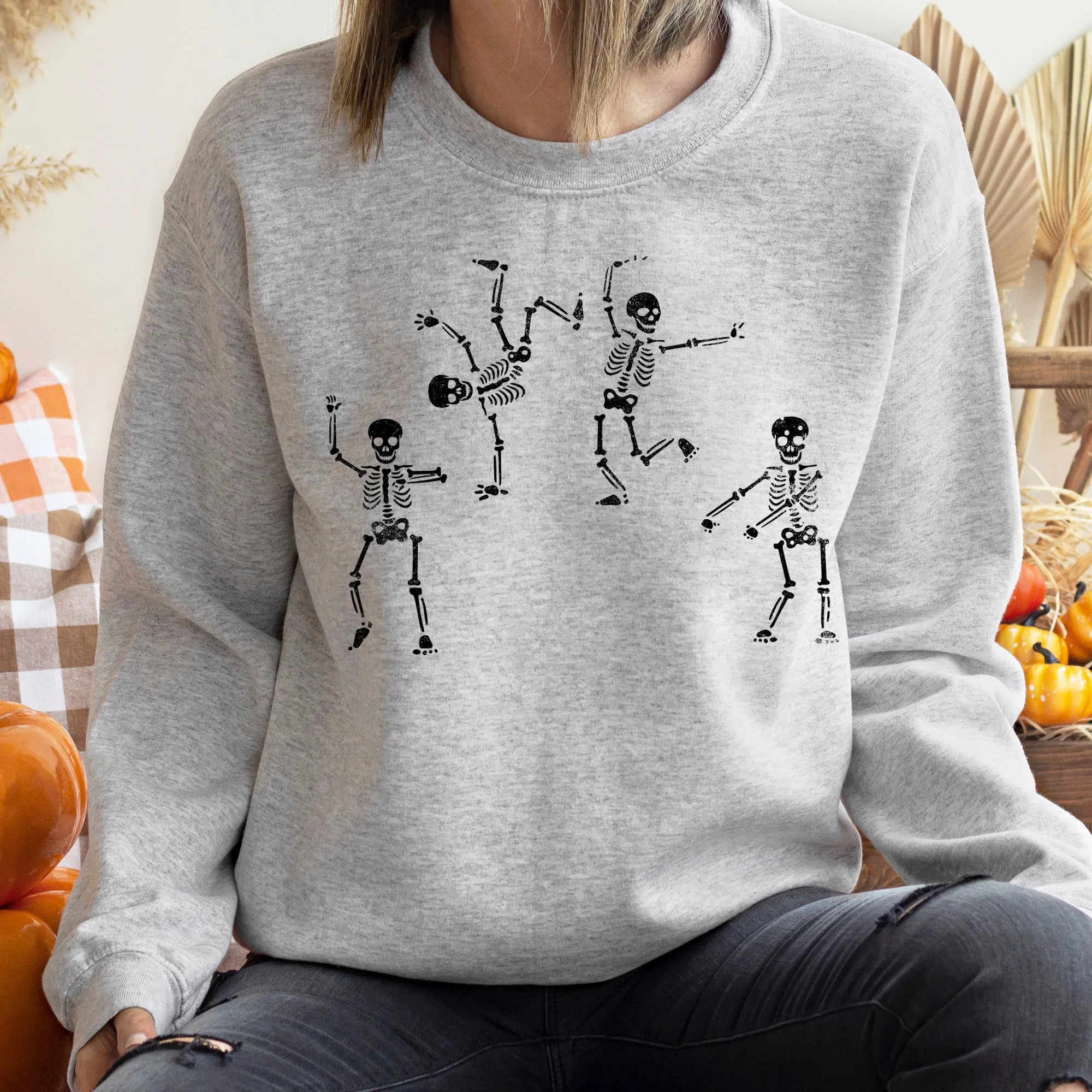 Jumping Skeletons Halloween Sweatshirt sold by Refinery Number One product image thumbnail 2