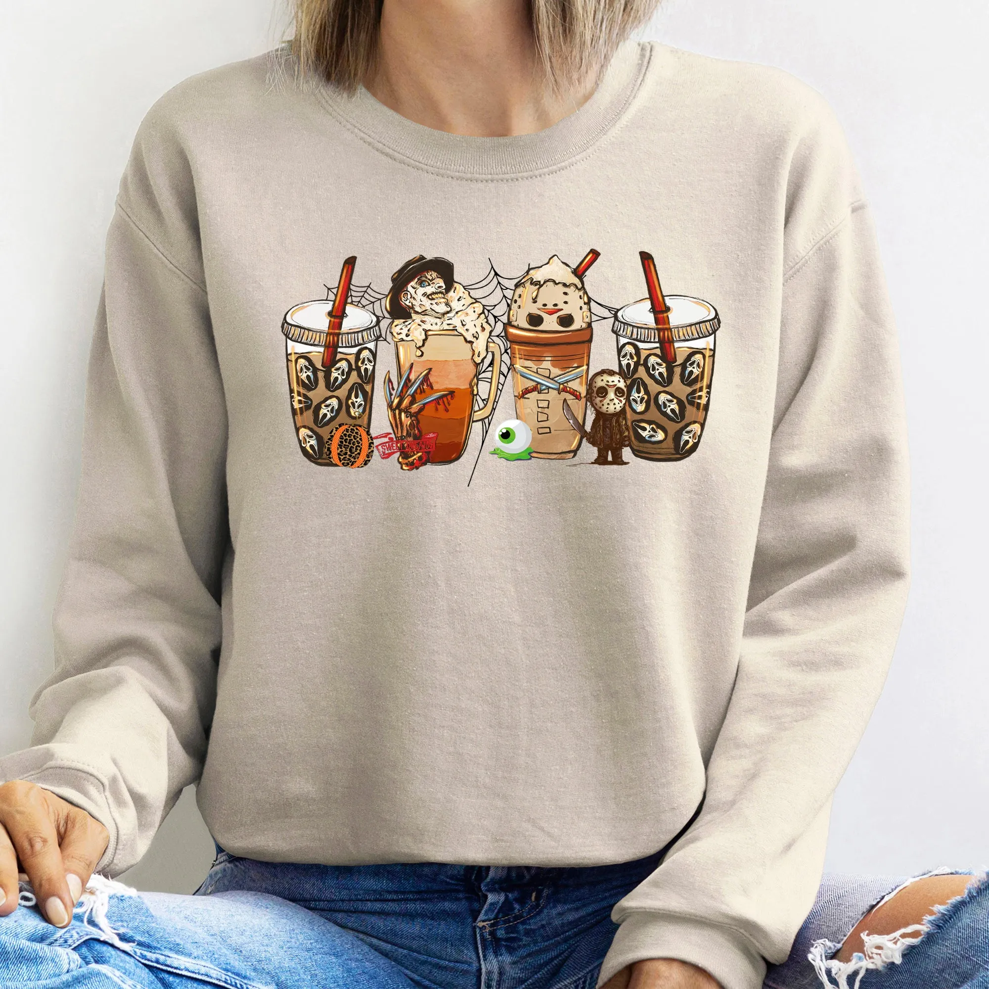 Horror Coffee Vintage Halloween Sweatshirt sold by Refinery Number One product image thumbnail 5