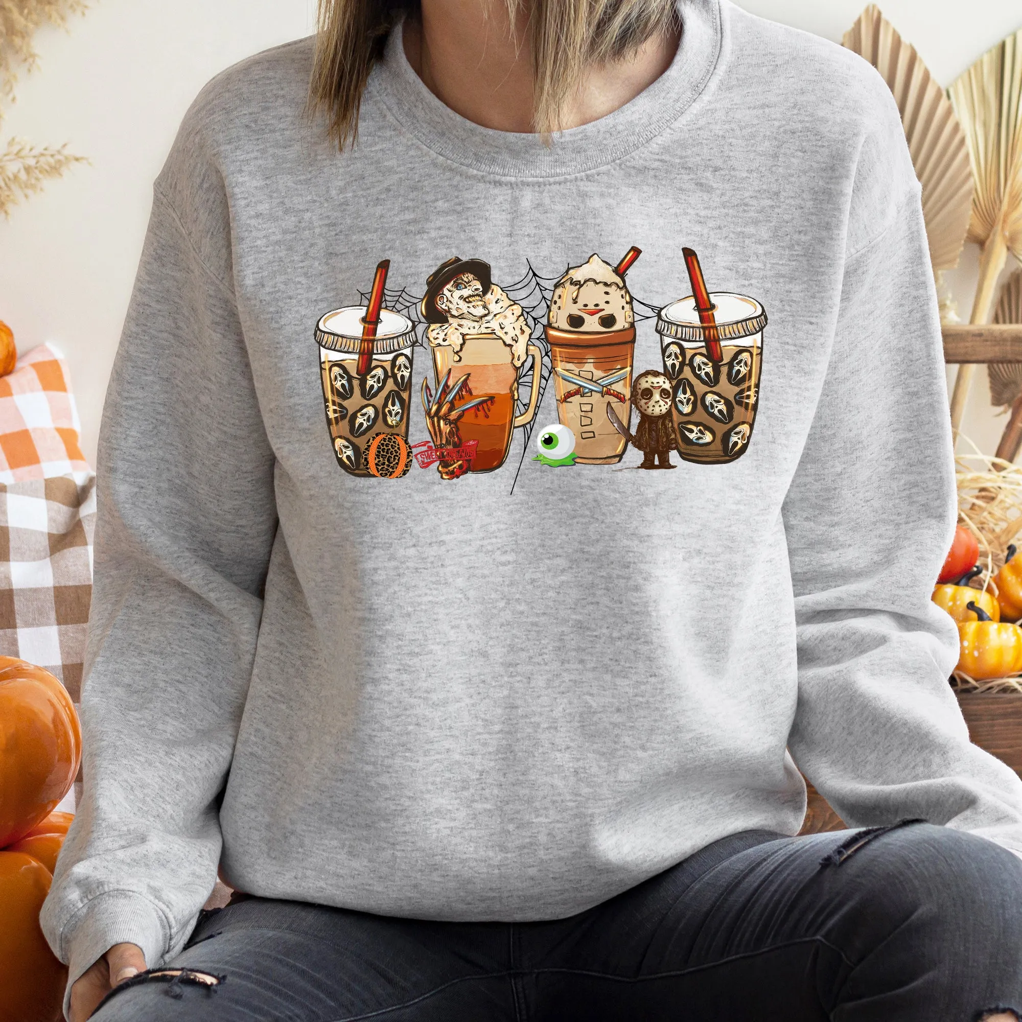 Horror Coffee Vintage Halloween Sweatshirt sold by Refinery Number One product image thumbnail 2